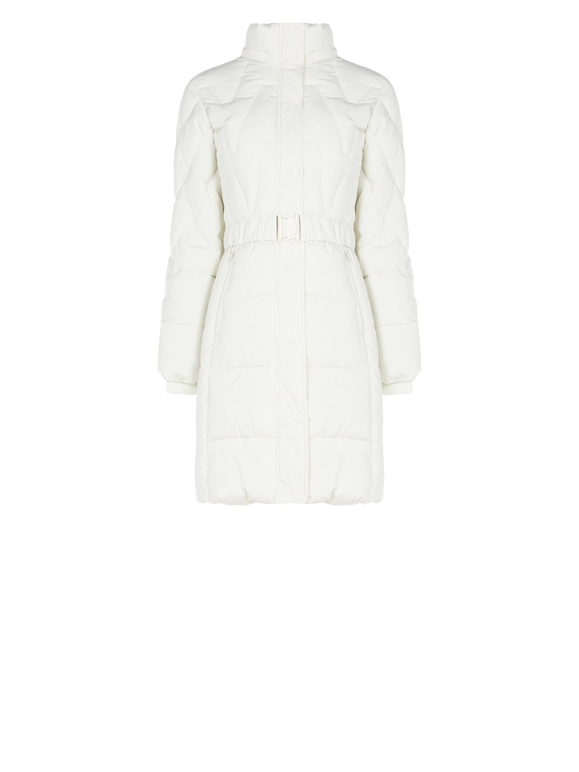 Piumino Lungo Sfiancato Con Cintura Elastica Coordinata E Cappuccio Rimovibile Rinascimento