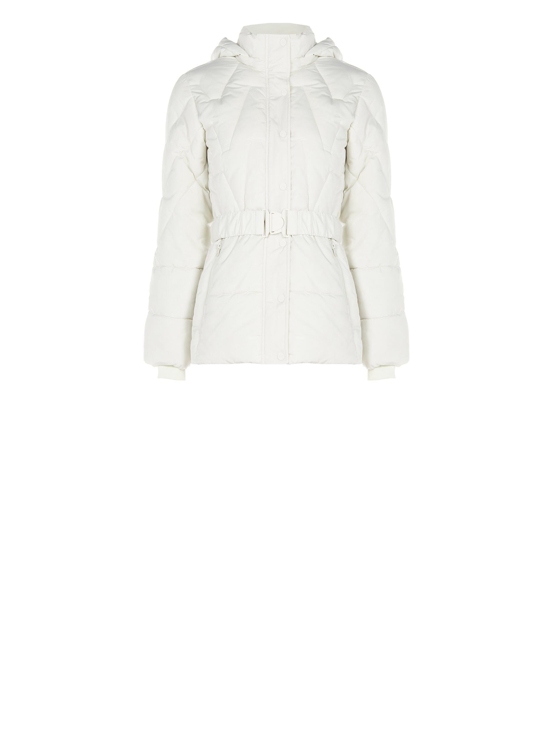 Doudoune courte et plissée avec ceinture élastique coordonnée et capuche amovible Rinascimento