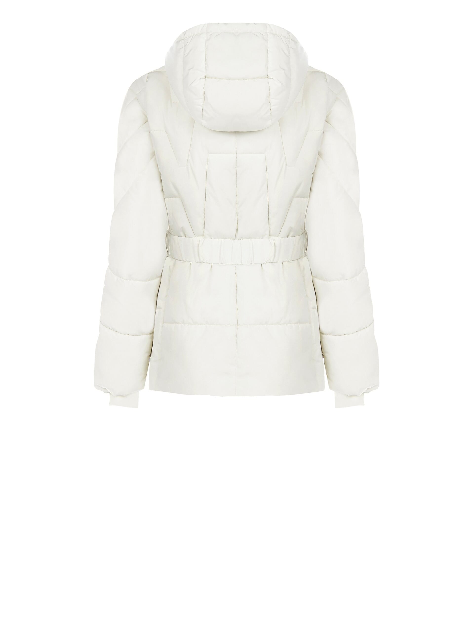 Doudoune courte et plissée avec ceinture élastique coordonnée et capuche amovible Rinascimento