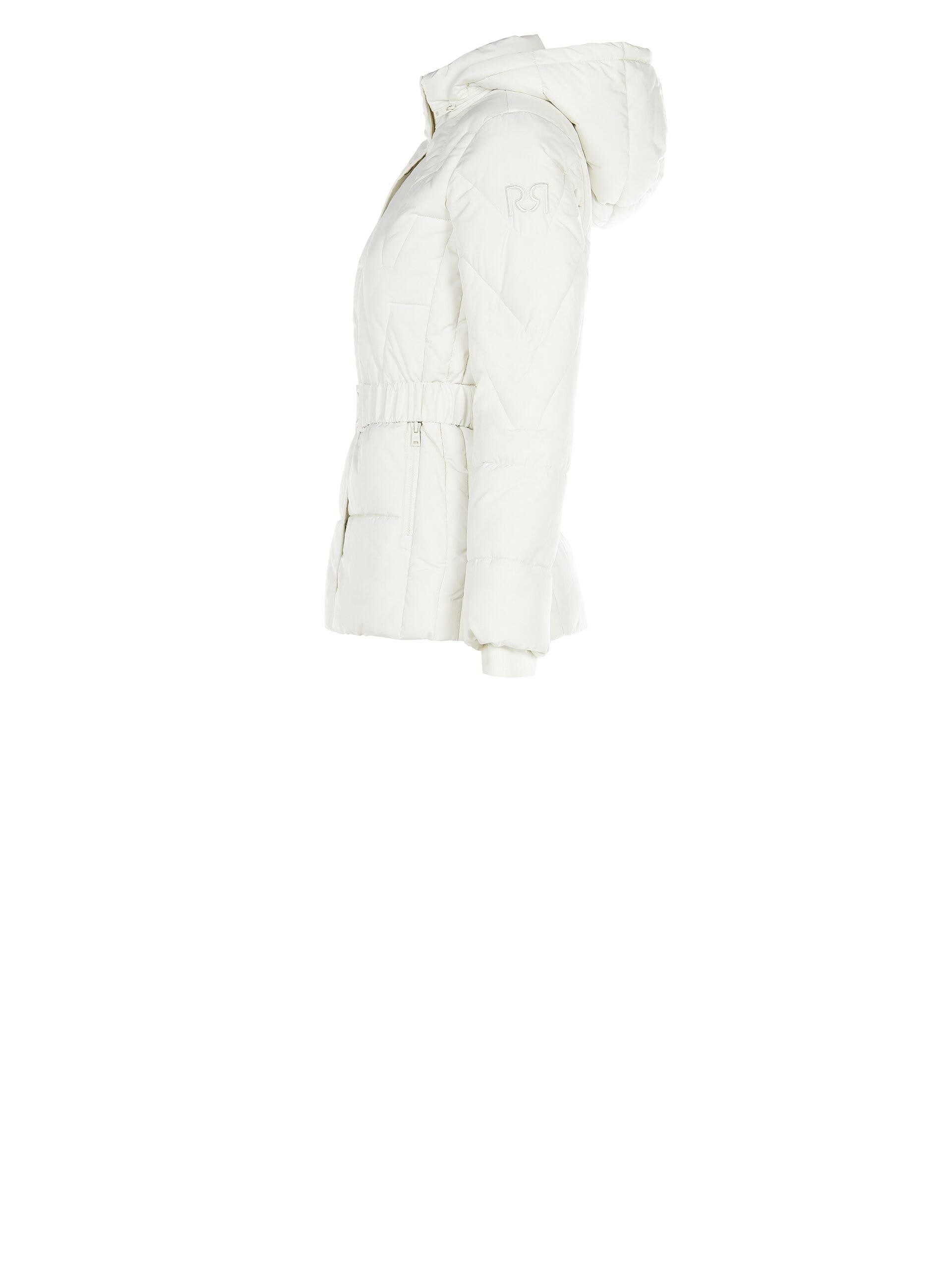 Doudoune courte et plissée avec ceinture élastique coordonnée et capuche amovible Rinascimento