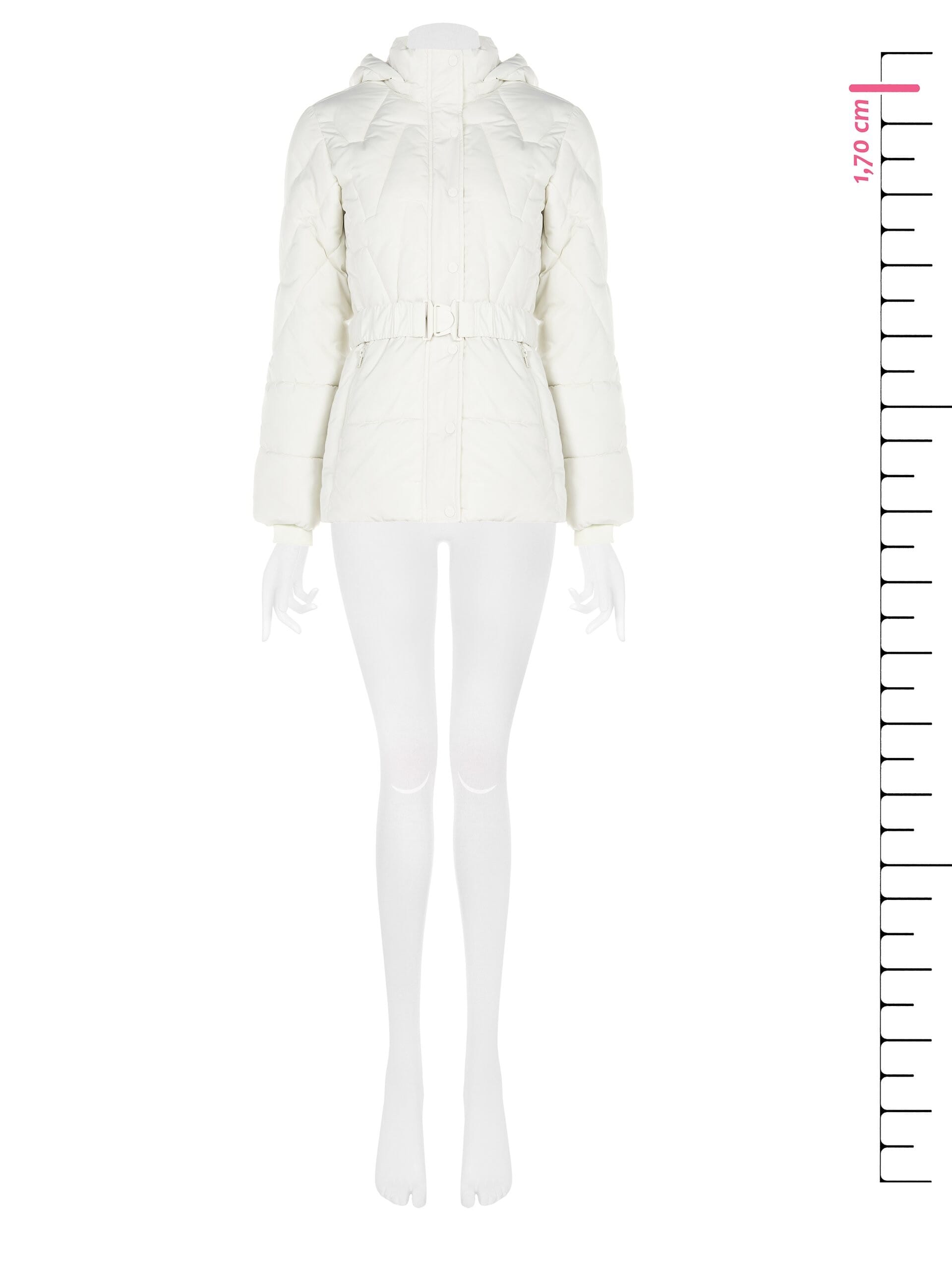 Doudoune courte et plissée avec ceinture élastique coordonnée et capuche amovible Rinascimento