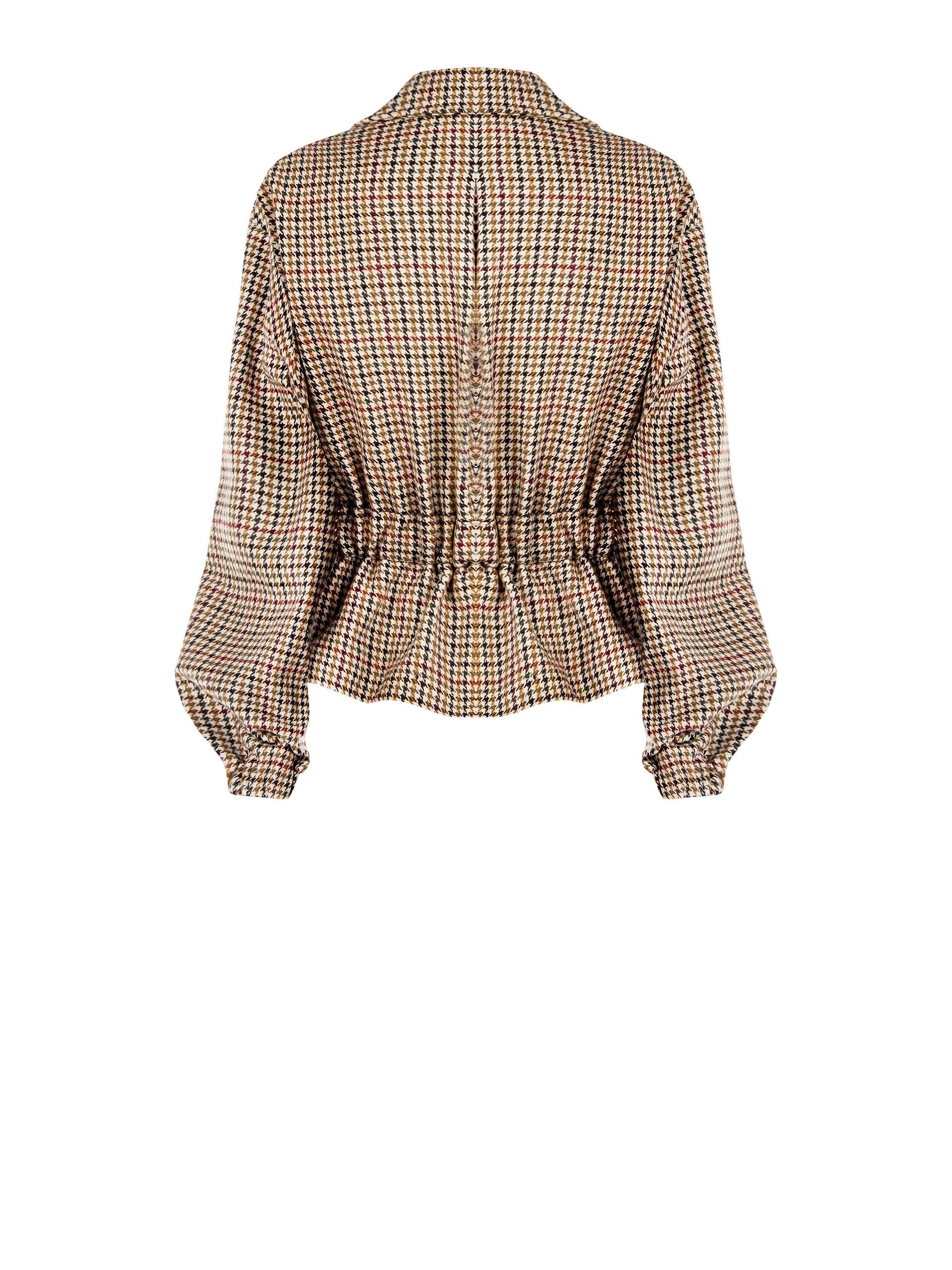 Manteau court à pied de poule avec ceinture coordonnée Rinascimento