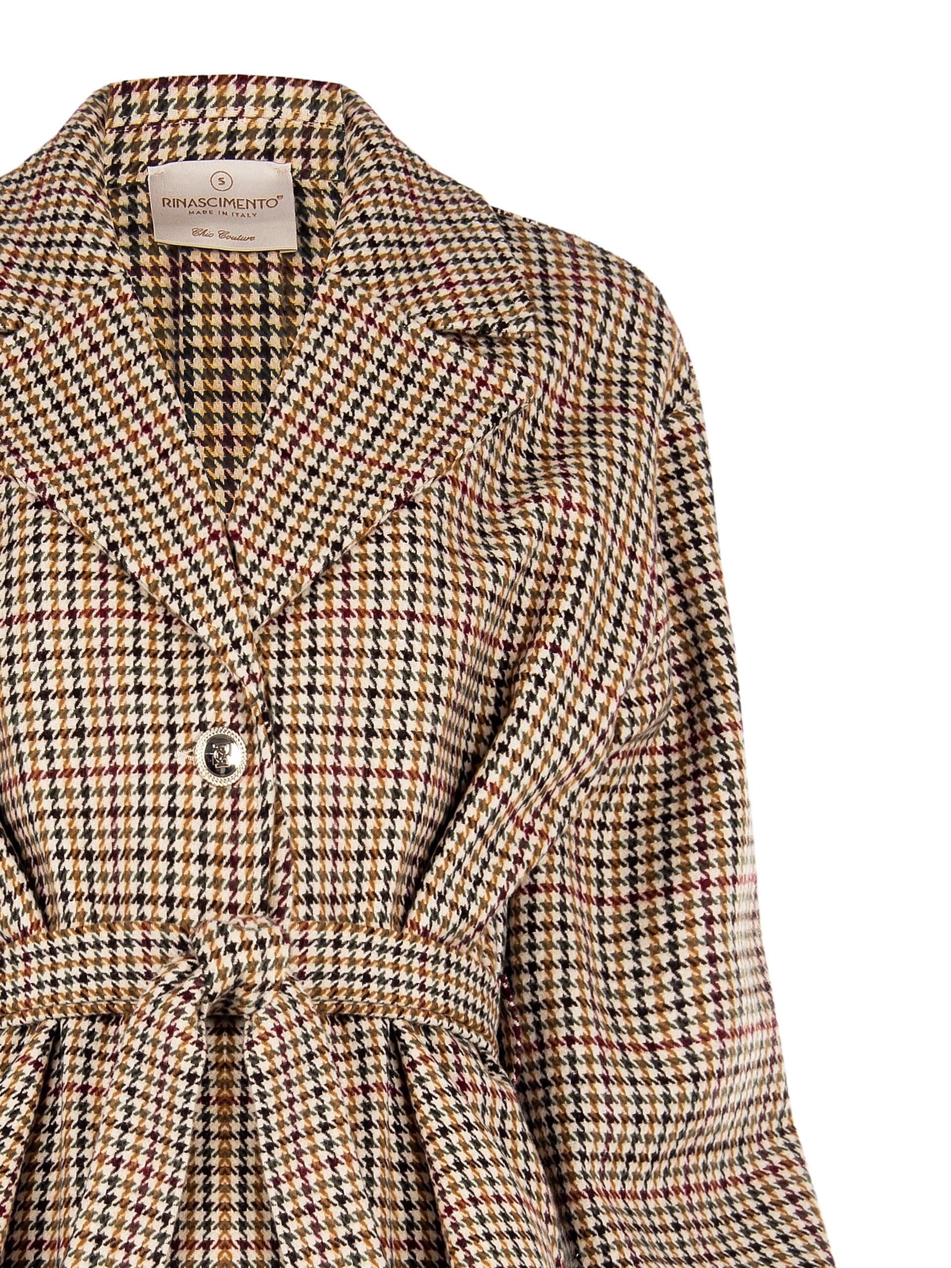 Manteau court à pied de poule avec ceinture coordonnée Rinascimento