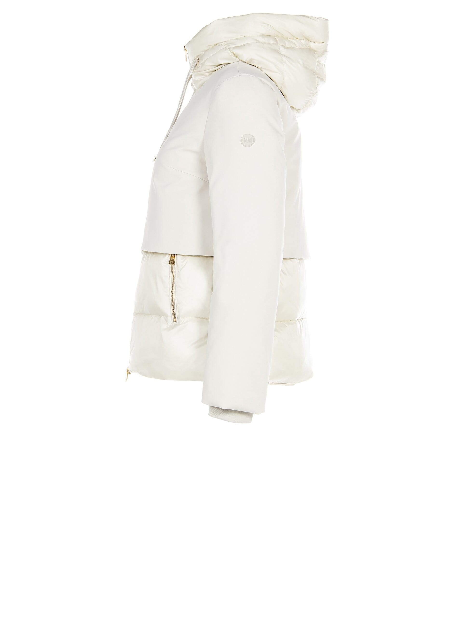 Short Hooded Down Jacket With Waterproof Fabric Inserts Rinascimento