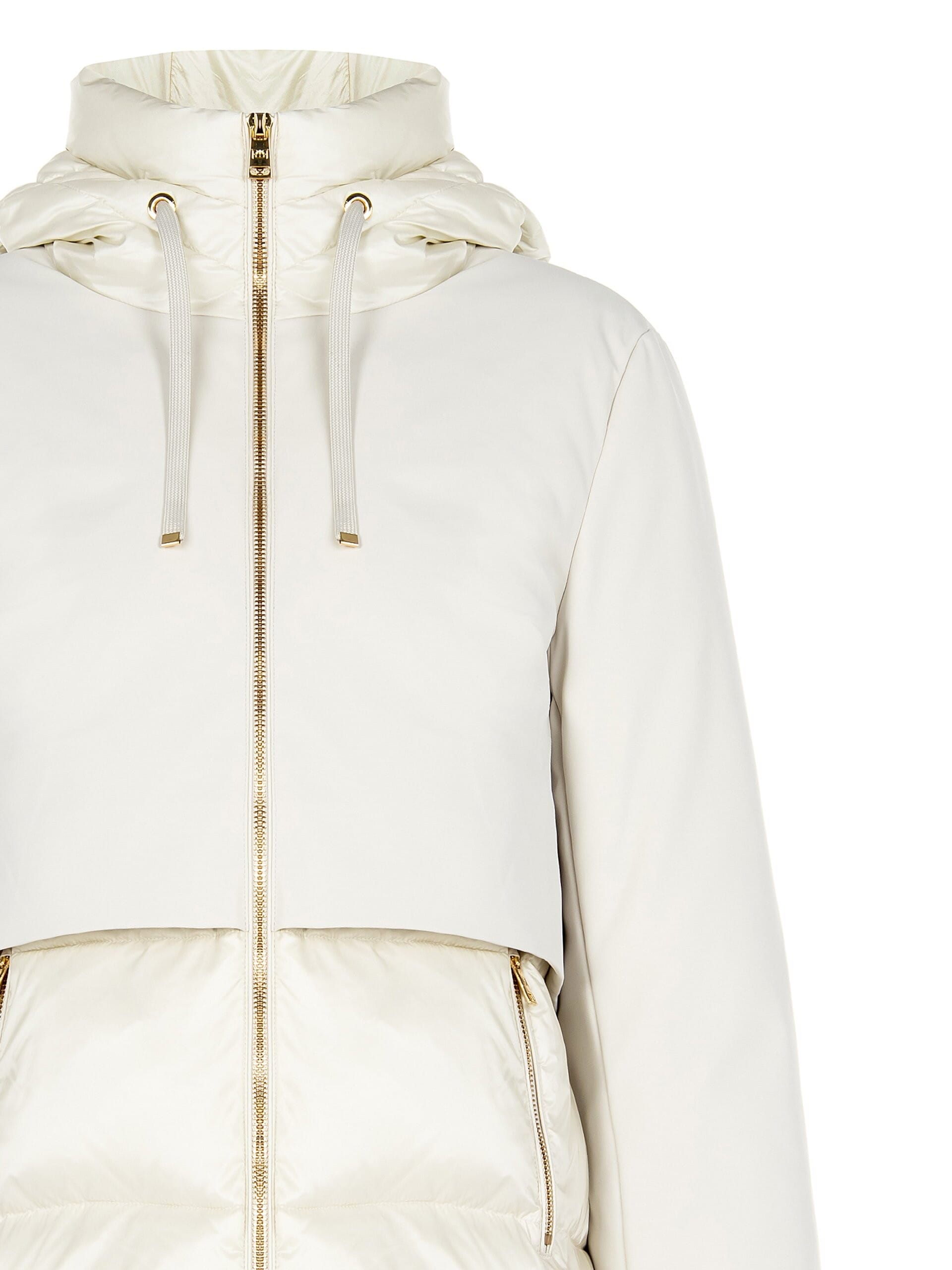 Short Hooded Down Jacket With Waterproof Fabric Inserts Rinascimento