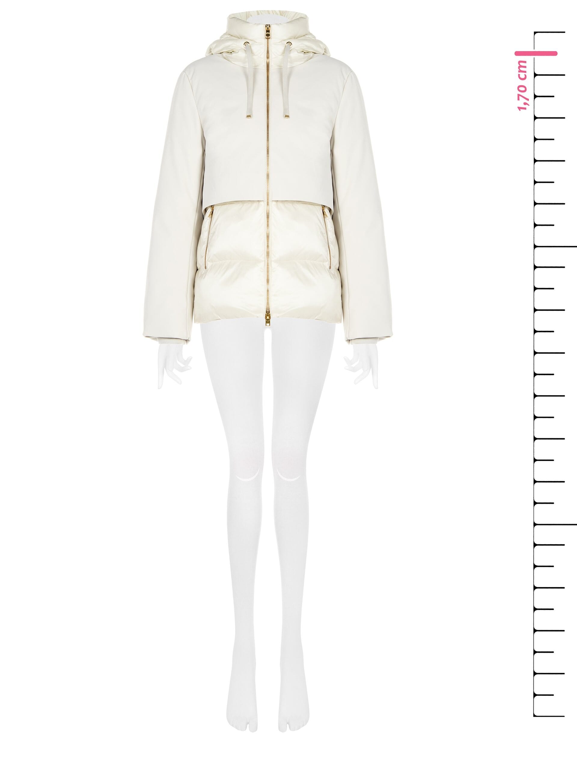 Short Hooded Down Jacket With Waterproof Fabric Inserts Rinascimento