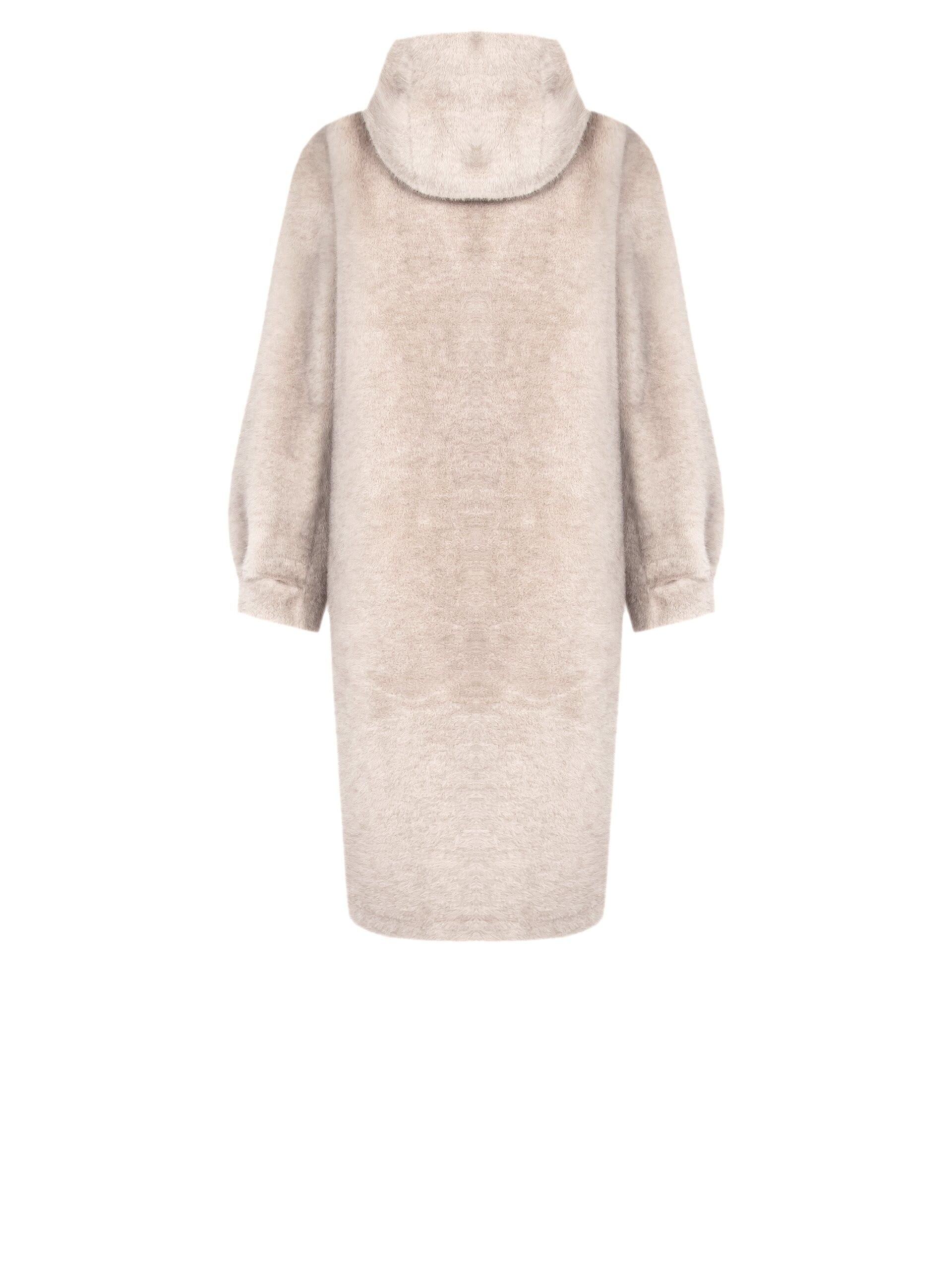 Long Synthetic Fur Coat With Hood Rinascimento