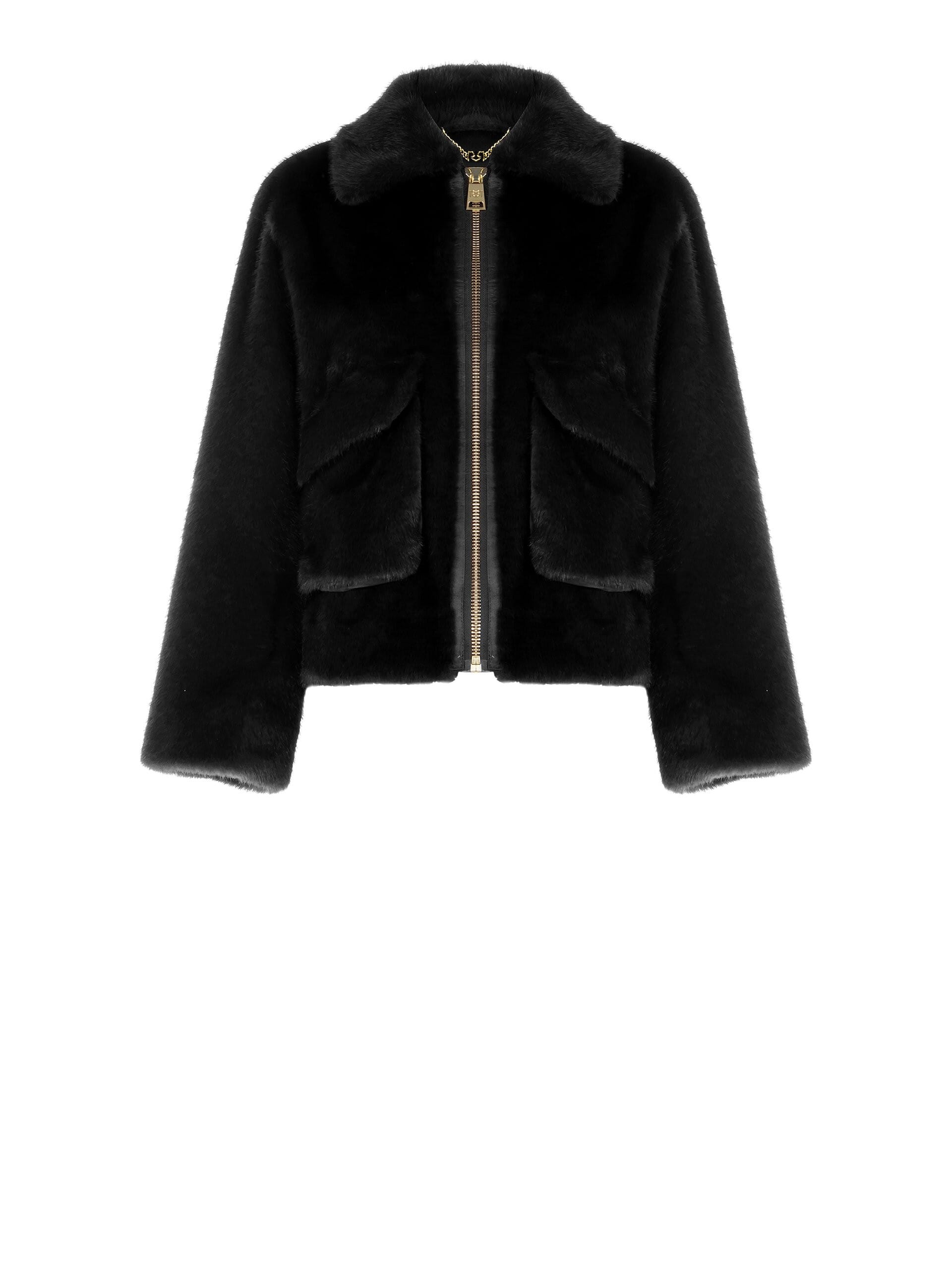 Cappotto Corto In Pelliccia Sintetica Con Maxi Tasche Rinascimento