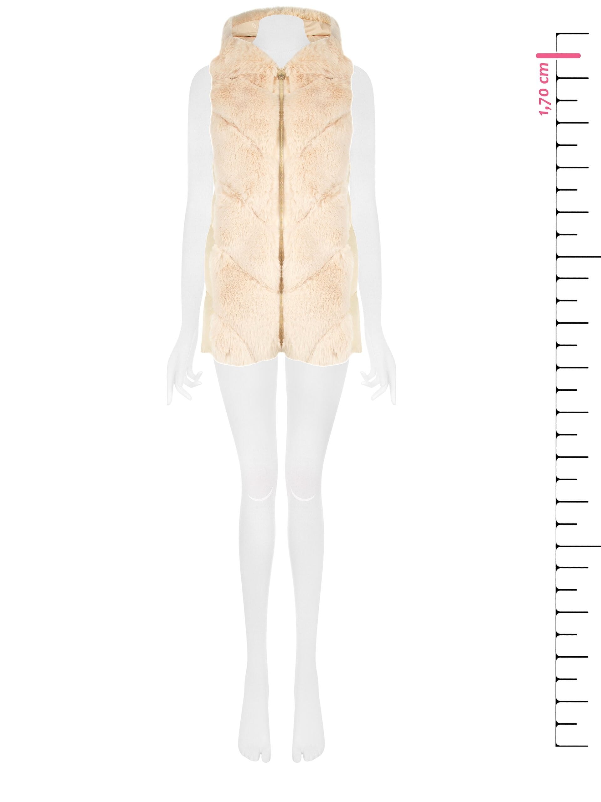 Piumino Medio Smanicato Con Cappuccio E Dettagli In Pelliccia Sintetica Rinascimento