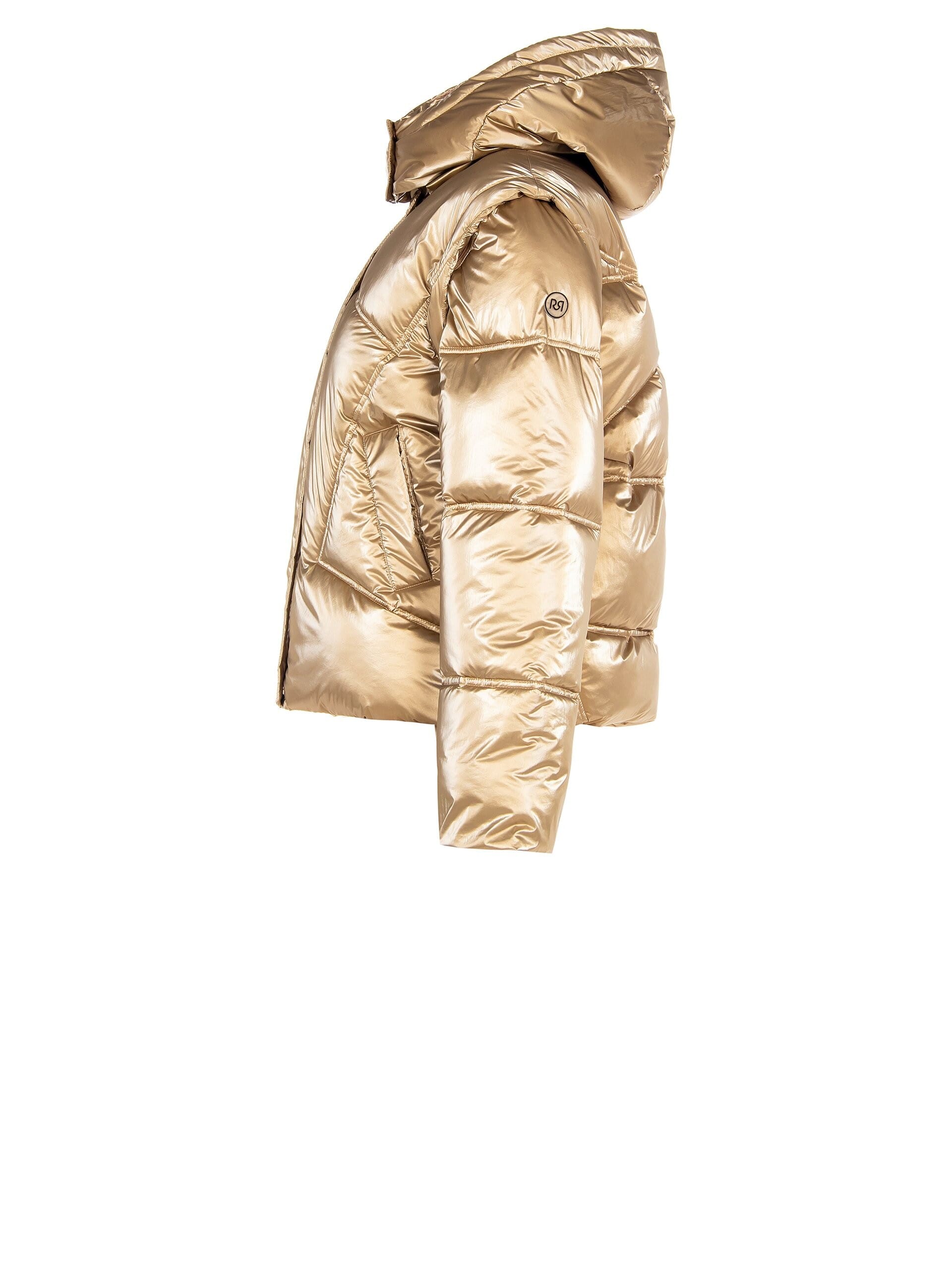 Piumino Corto Laminato Con Cappuccio E Maniche Rimovibili Rinascimento