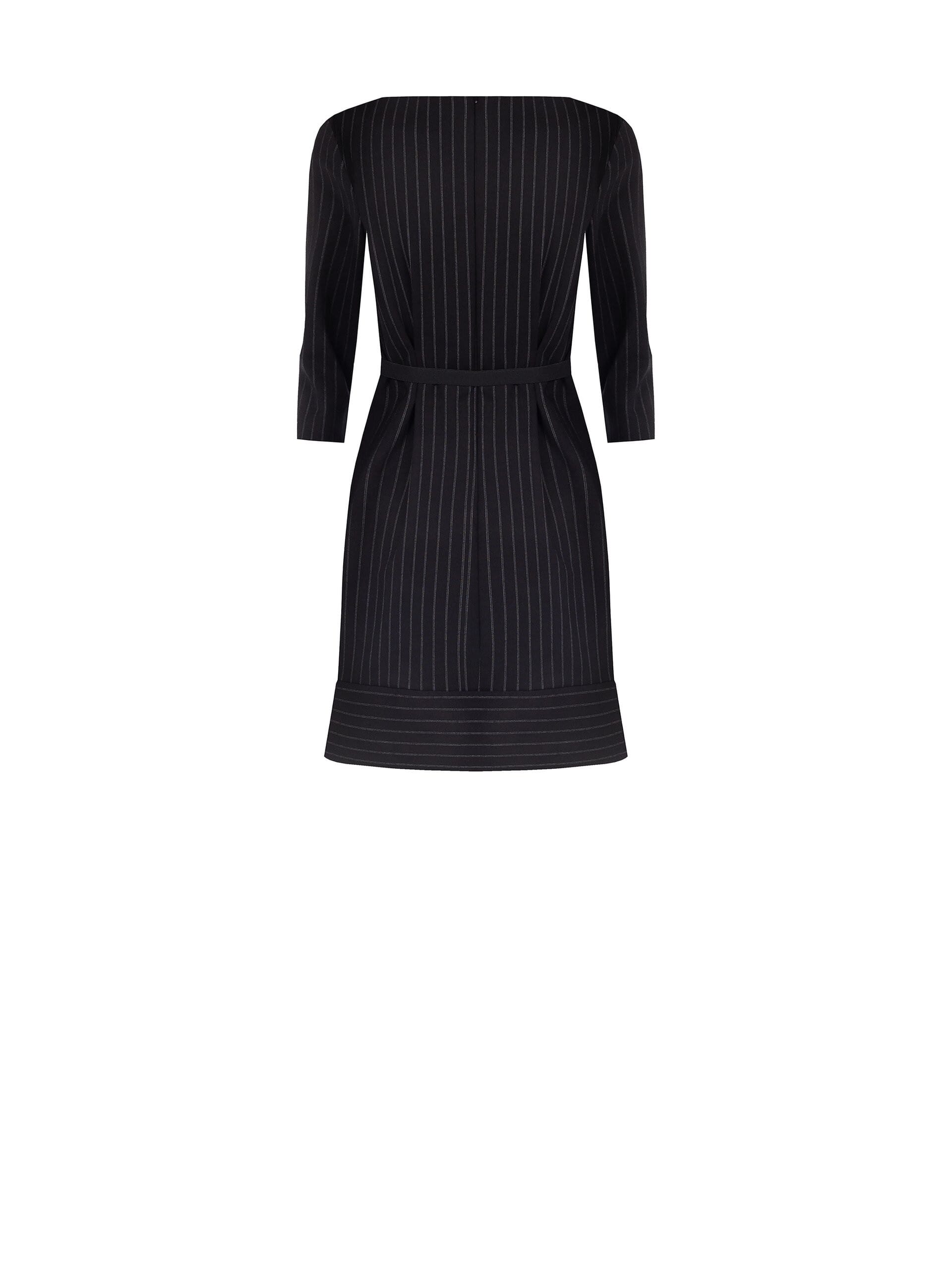 Abito Corto In Punto Milano Gessato Con Cintura Elastica Abbinata Rinascimento