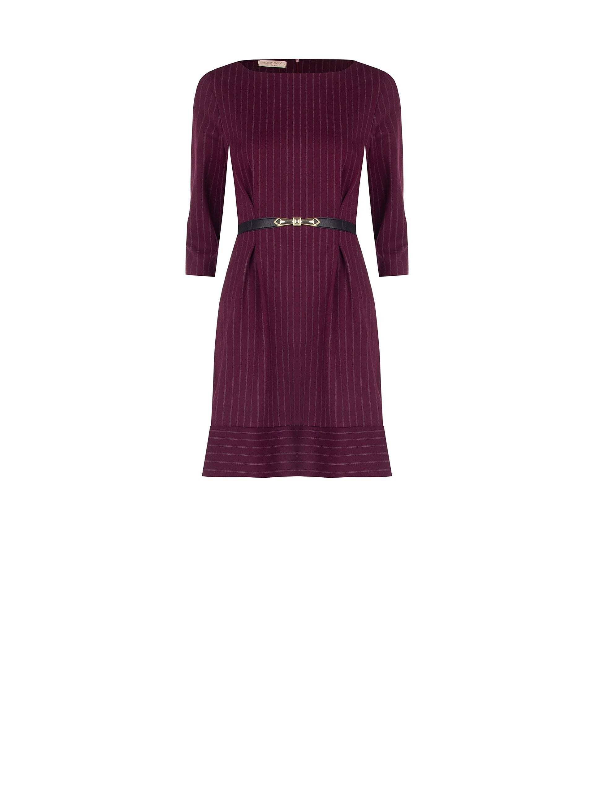 Abito Corto In Punto Milano Gessato Con Cintura Elastica Abbinata Rinascimento