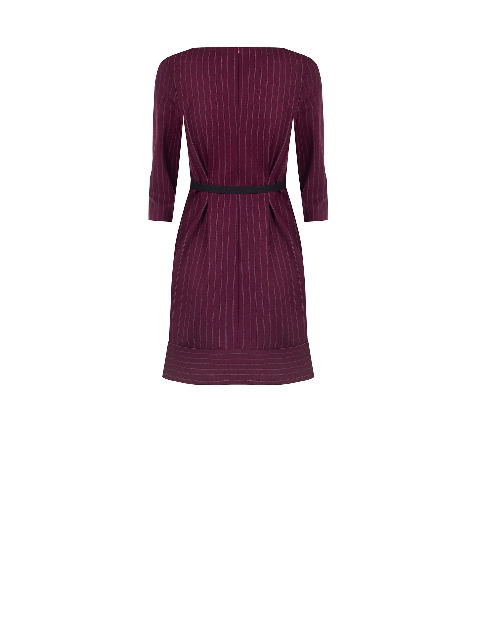 Abito Corto In Punto Milano Gessato Con Cintura Elastica Abbinata Rinascimento