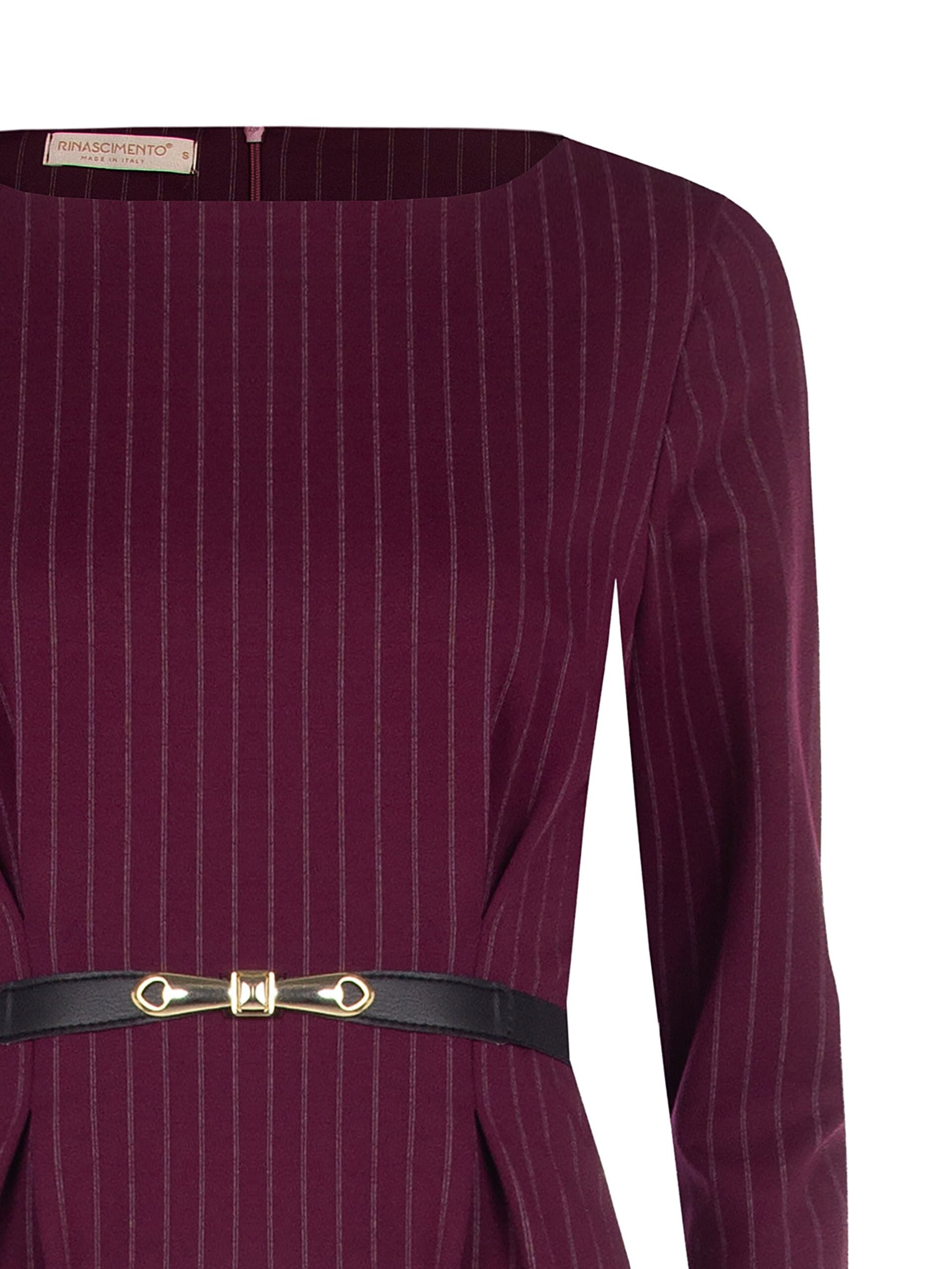 Abito Corto In Punto Milano Gessato Con Cintura Elastica Abbinata Rinascimento