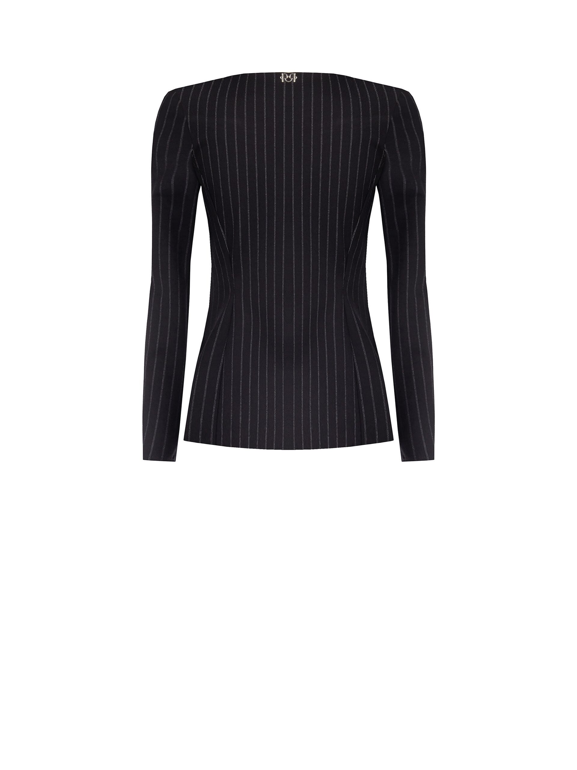 Rinascimento Pinstripe Milano Stitch Pinstripe Waist Embroidered Jacket