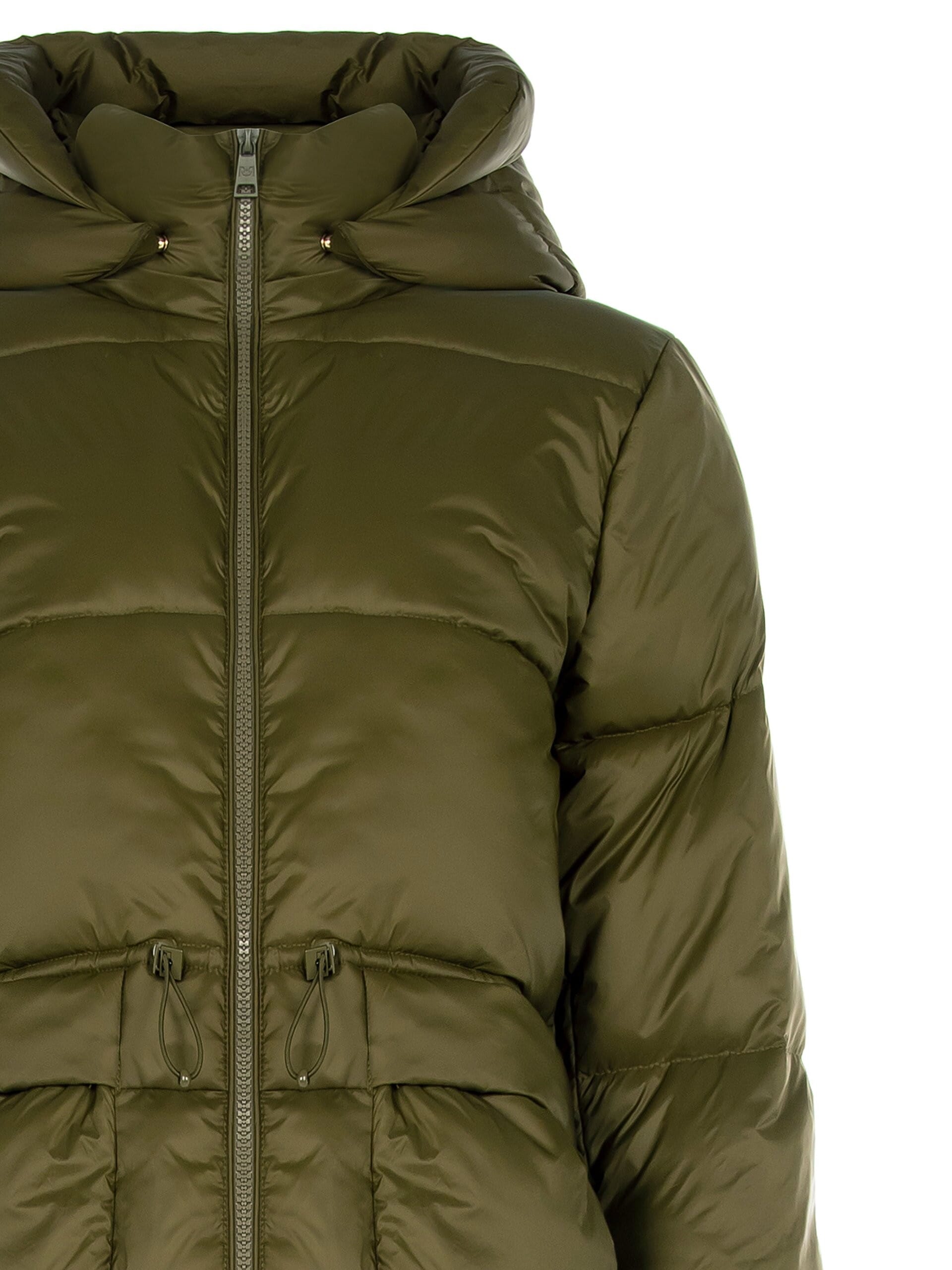 Long Down Jacket With Drawstring And Hood Rinascimento