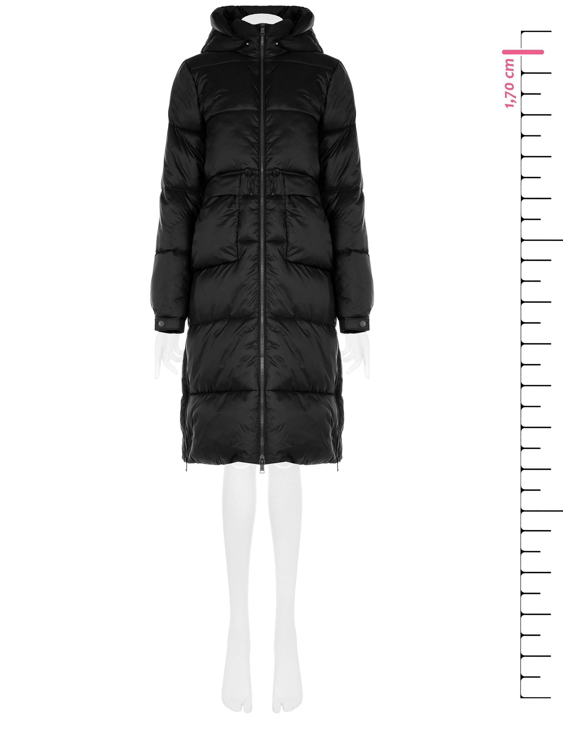 Long Down Jacket With Drawstring And Hood Rinascimento