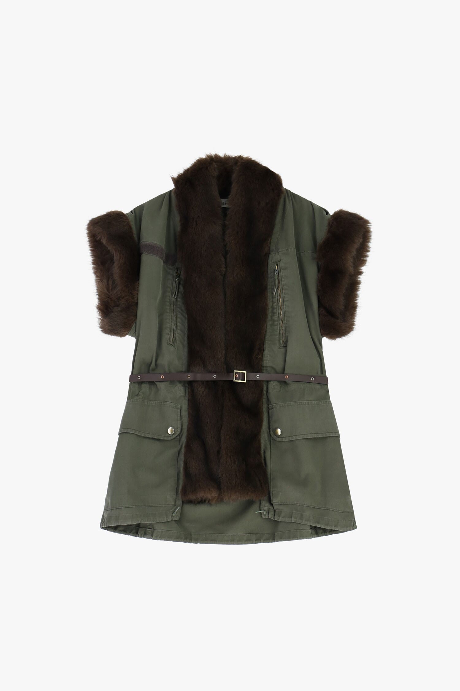 Cappotto Senza Maniche Con Pelliccia E Cintura Dixie