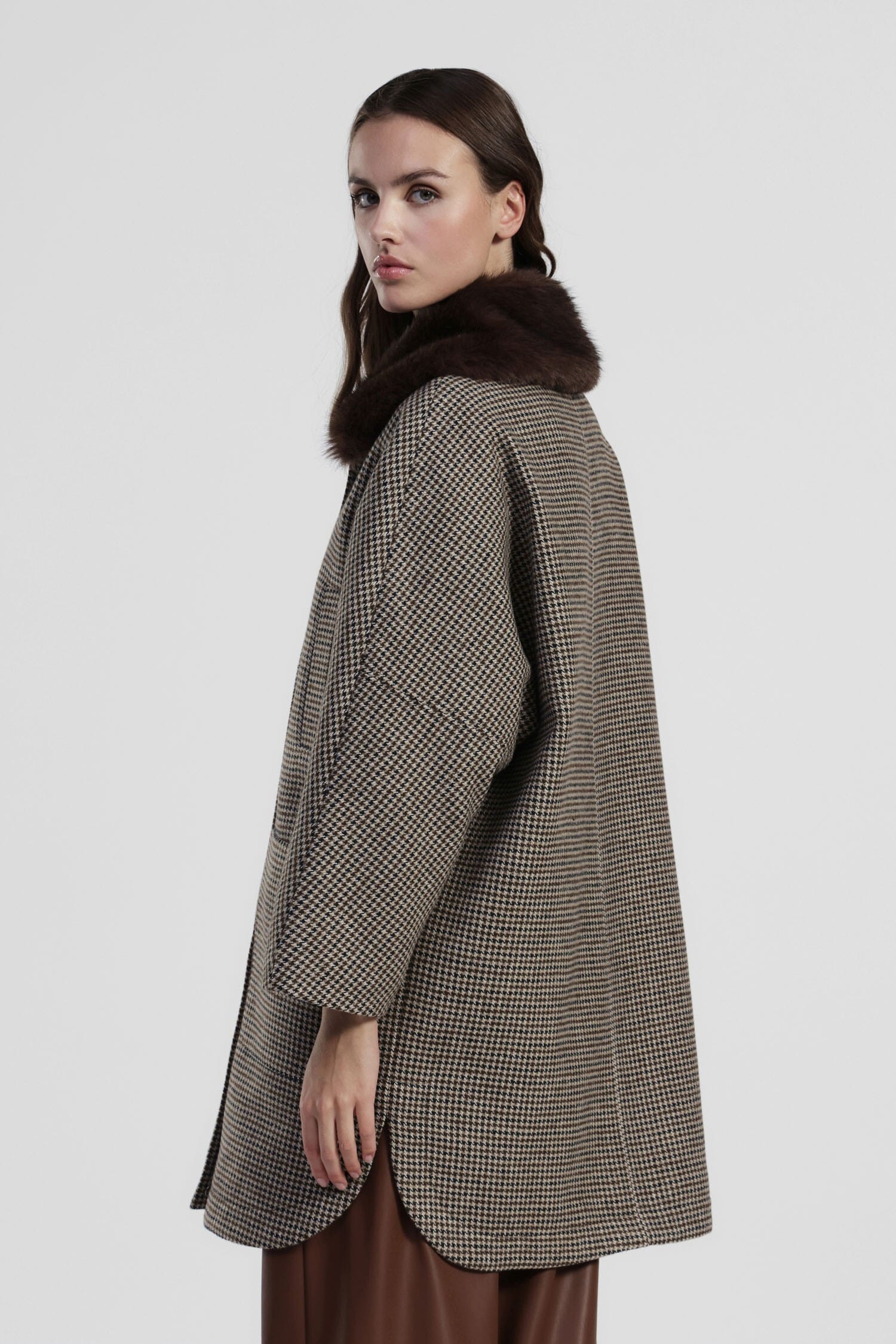 Manteau imprimé Pied De Poule avec col large Dixie