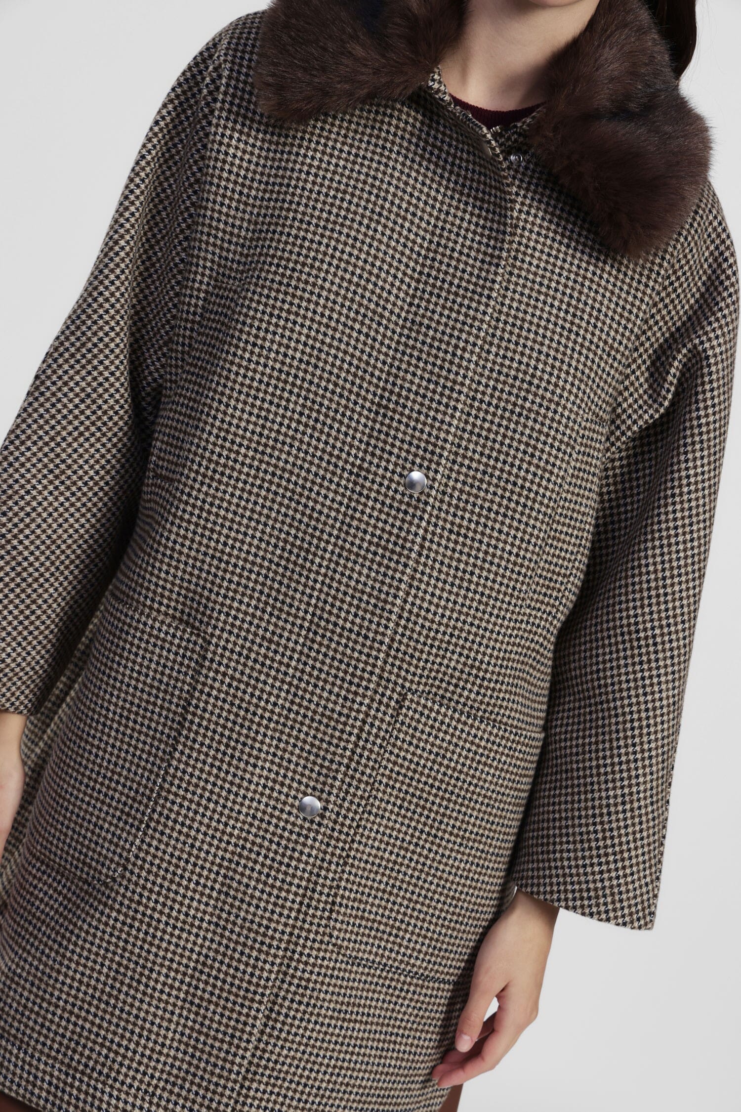 Manteau imprimé Pied De Poule avec col large Dixie