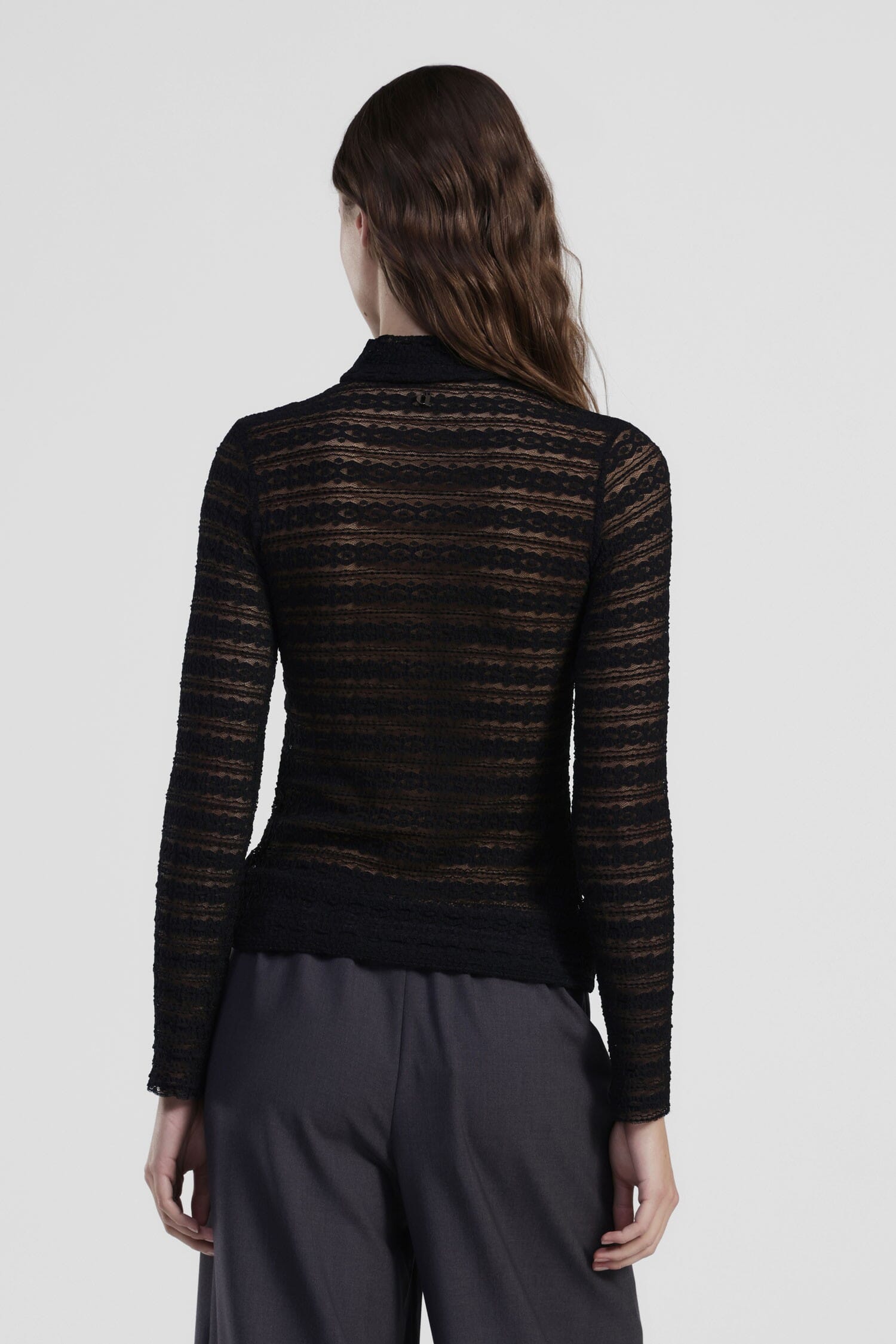 Long-sleeved Transparent Knitted Striped Dixie
