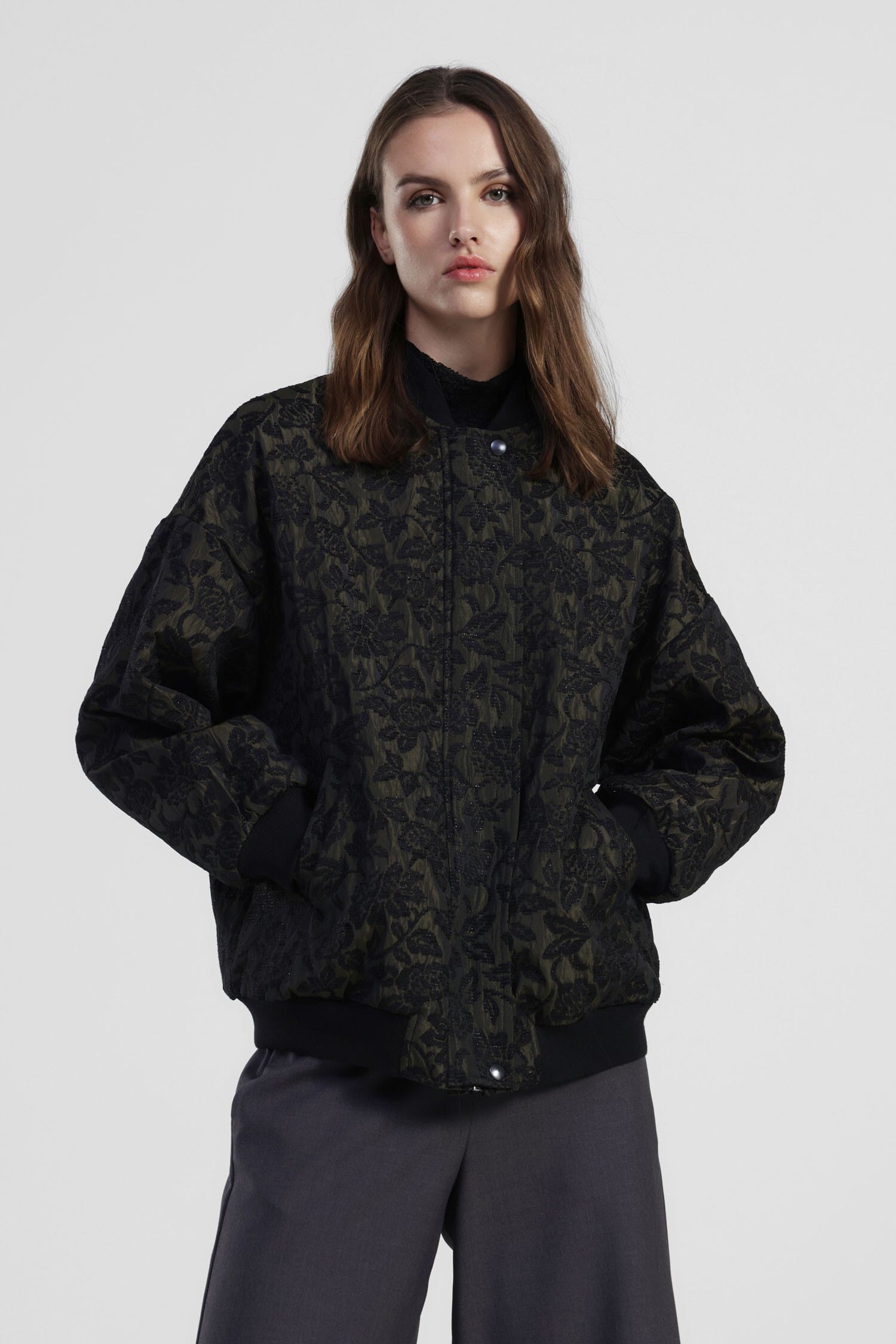 Bomber Con Stampa Floreale E Bordo A Costine Dixie