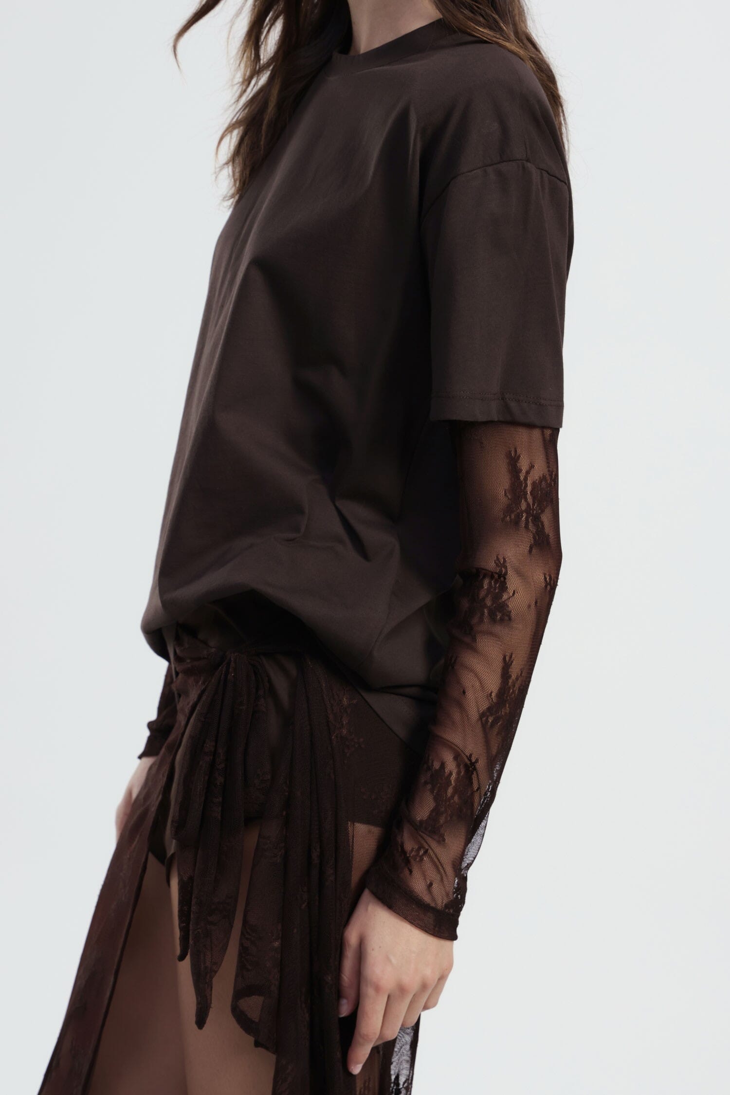 T-Shirt Maniche Corte Con Inserti Maniche In Pizzo Dixie