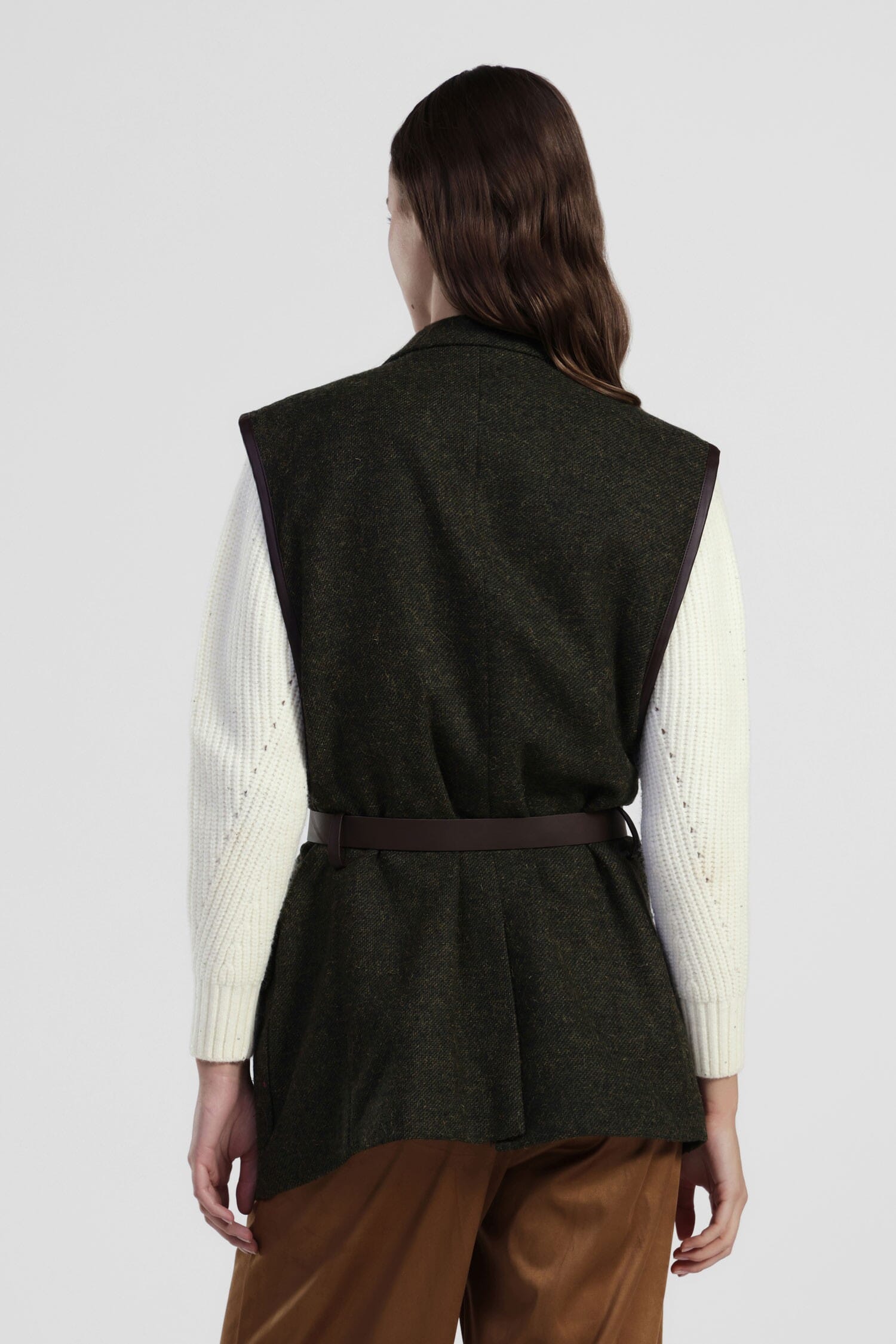 Pied De Poule Patterned Vest With Dixie Belt