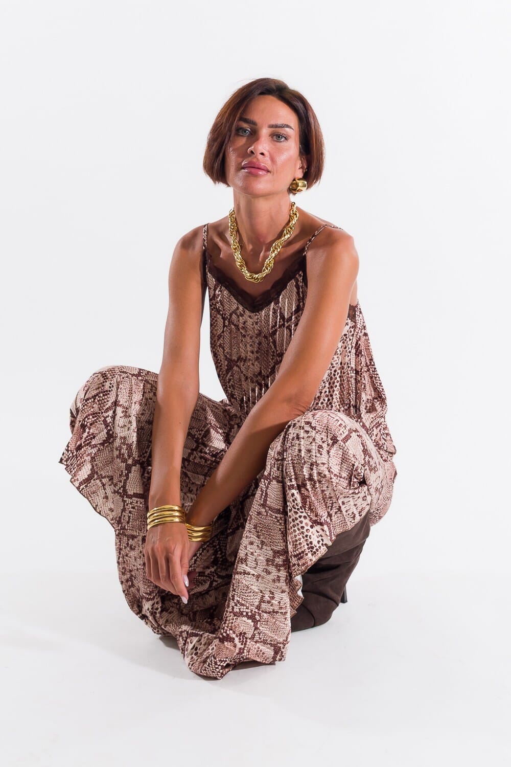 Abito Sottoveste Plisse Con Pizzo Kontatto