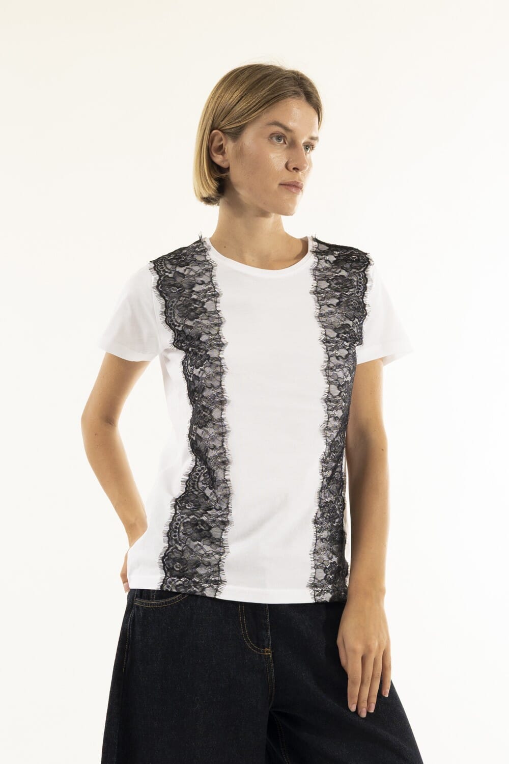 T.Shirt Pizzo Applicazioni Kontatto