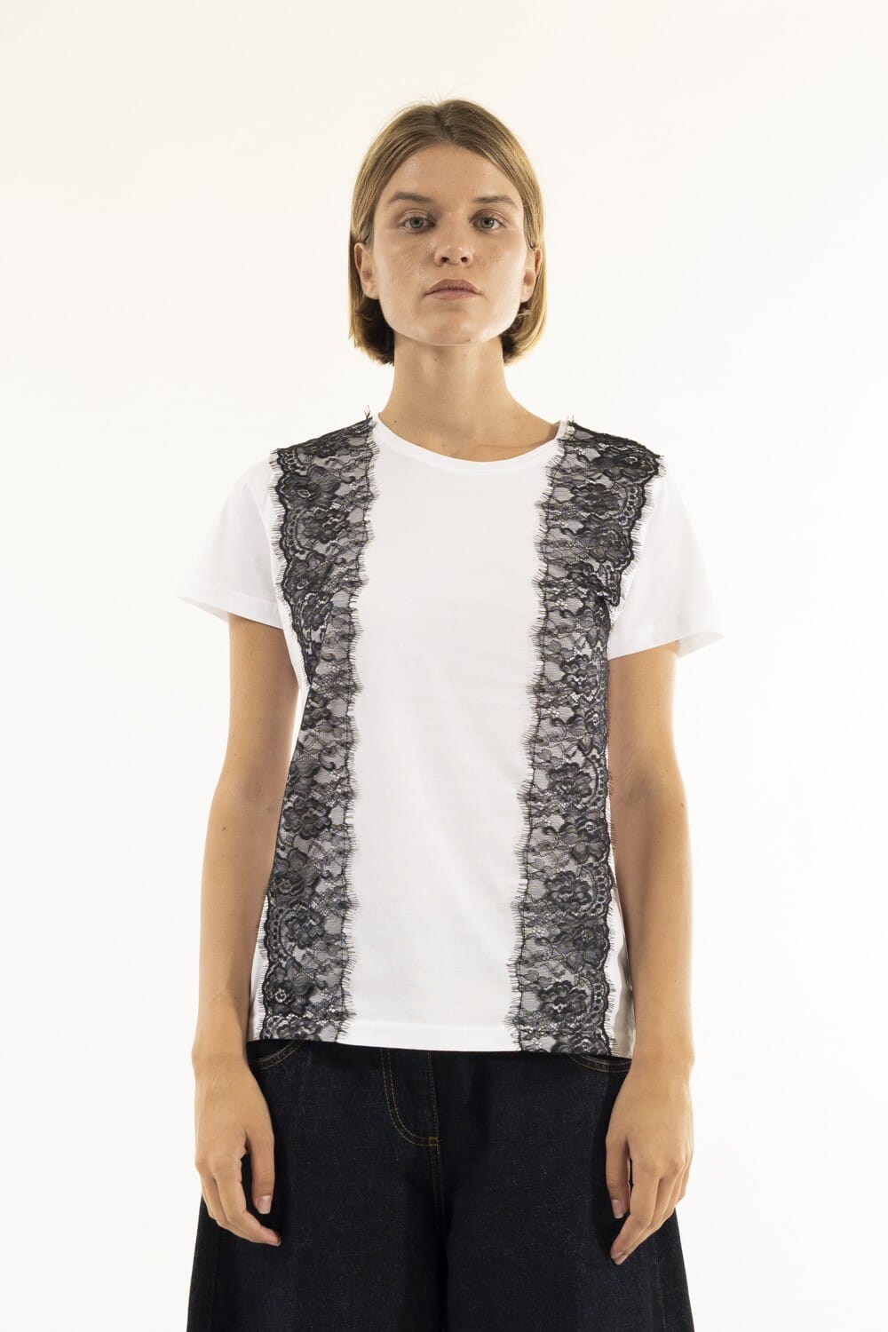 T.Shirt Pizzo Applicazioni Kontatto