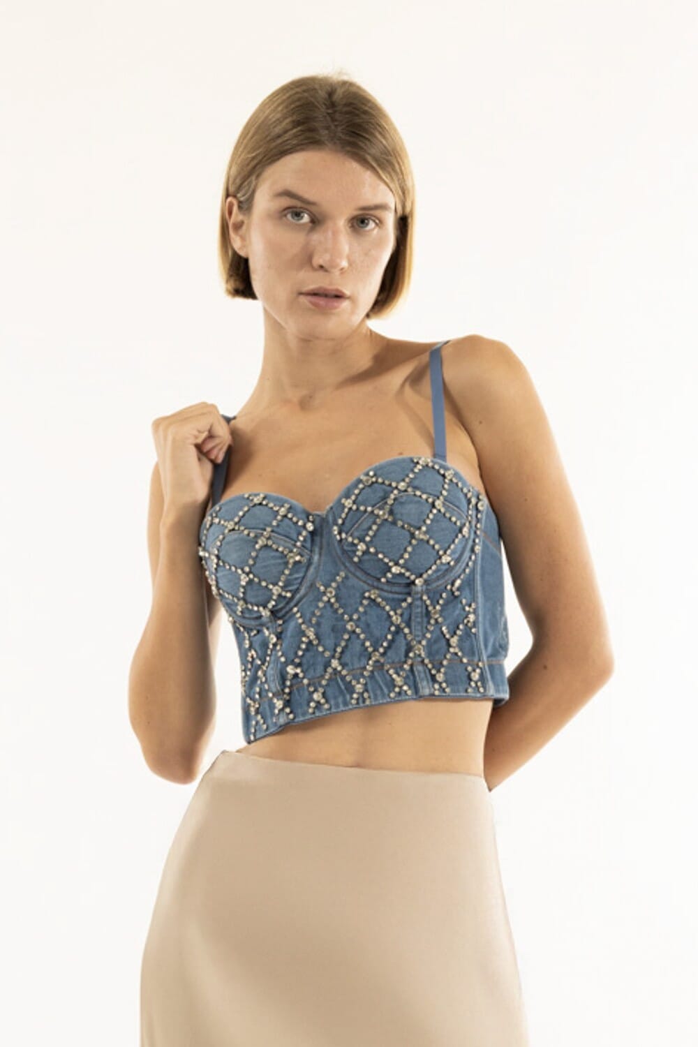 Bustier Denim Strass Kontatto