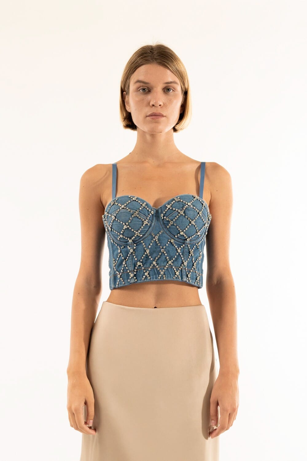 Bustier Denim Strass Kontatto