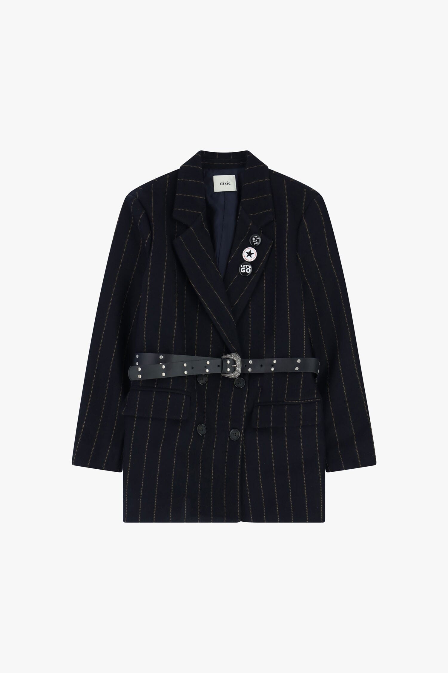 Blazer A Righe Con Cintura E Bottoni Decorativi Dixie