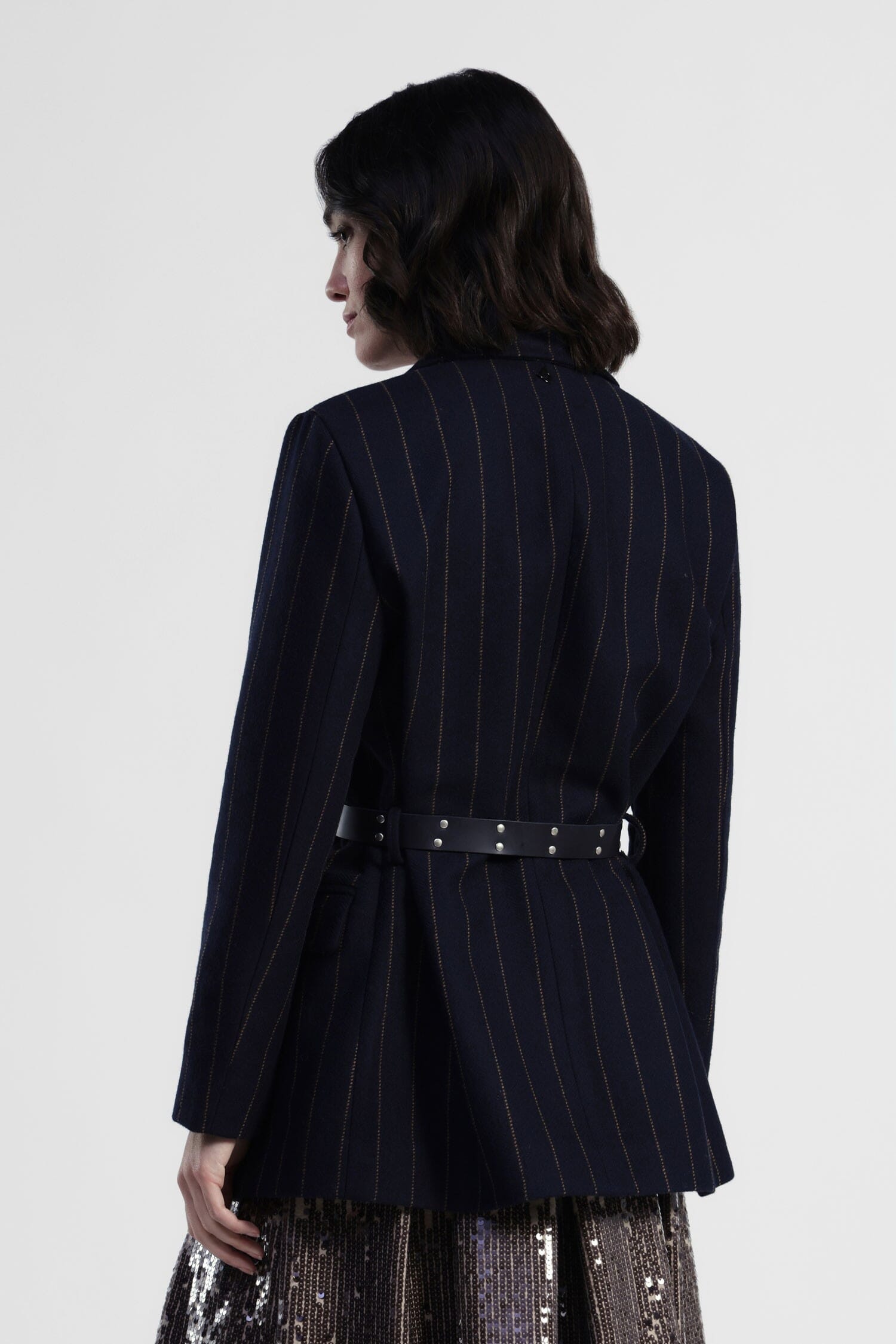 Blazer A Righe Con Cintura E Bottoni Decorativi Dixie