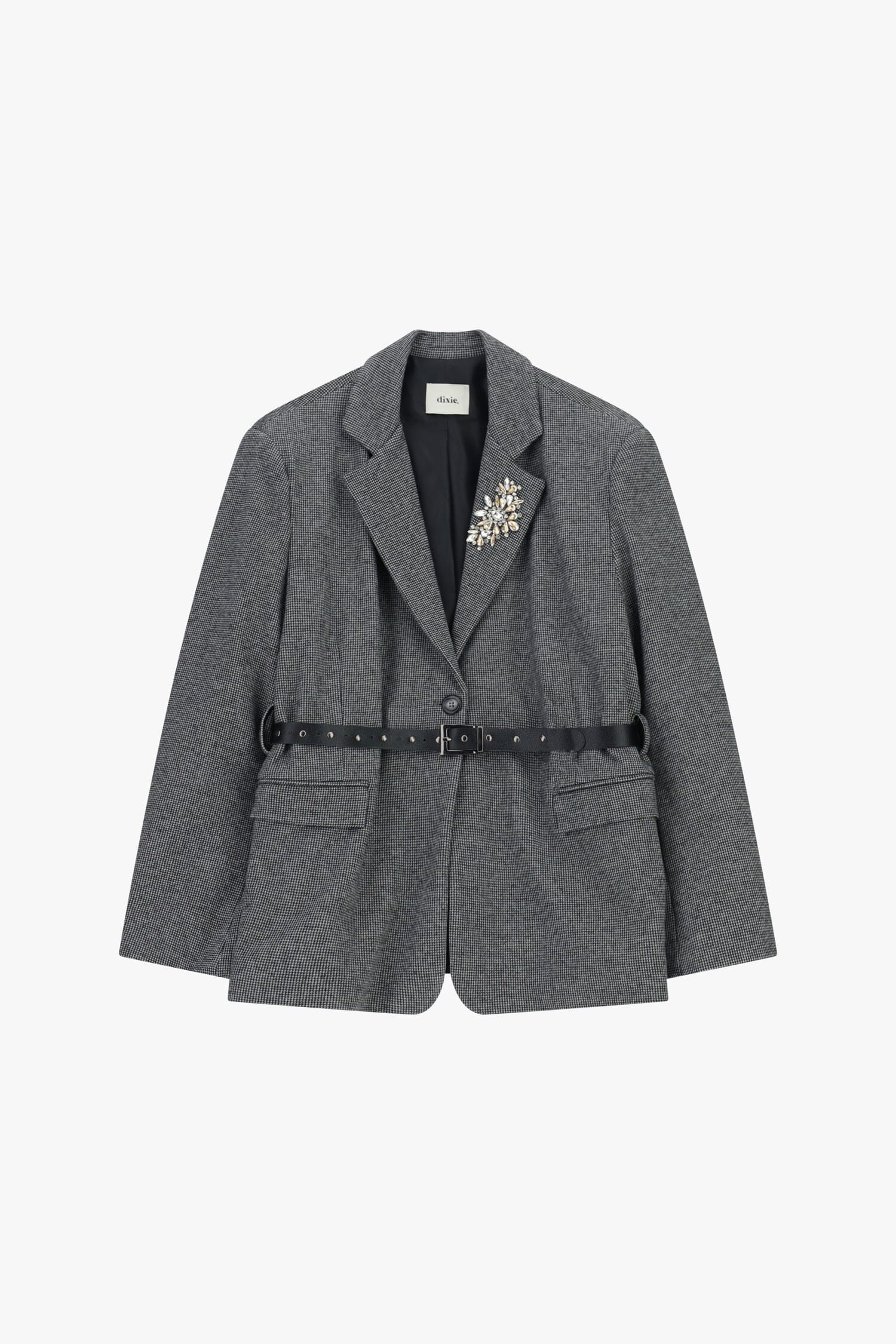 Blazer Stampato Con Cintura E Spilla Gioiello Dixie