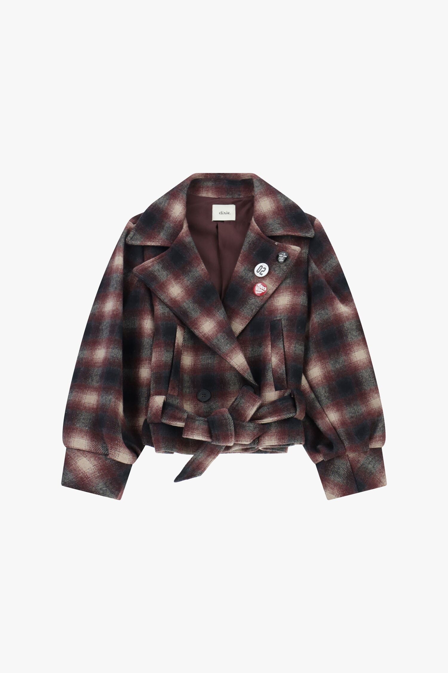 Manteau court à carreaux avec ceinture Dixie