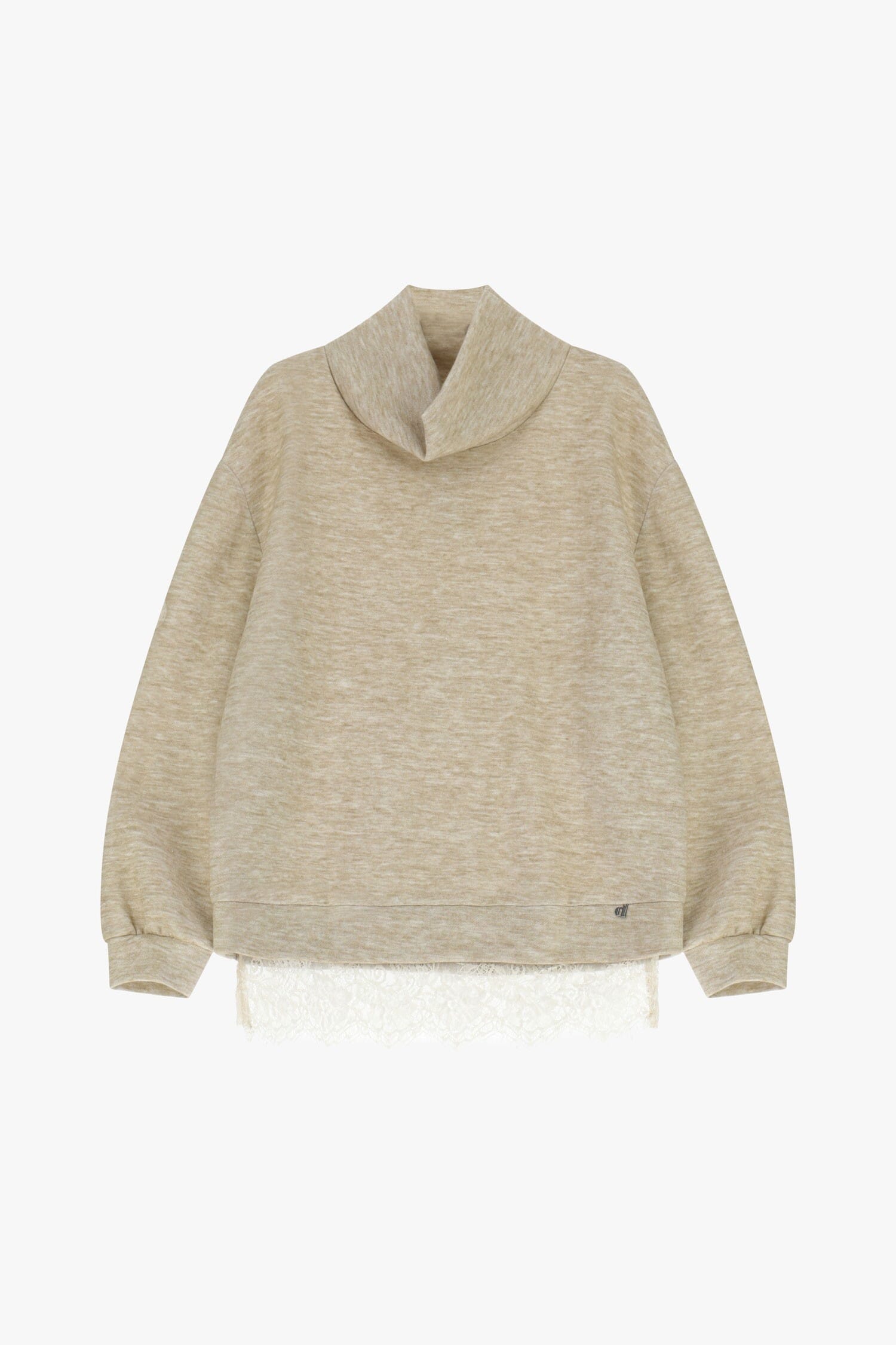 Dixie Wide Turtleneck Sweater With Lace Trim (Pull à col roulé large avec bordure en dentelle)