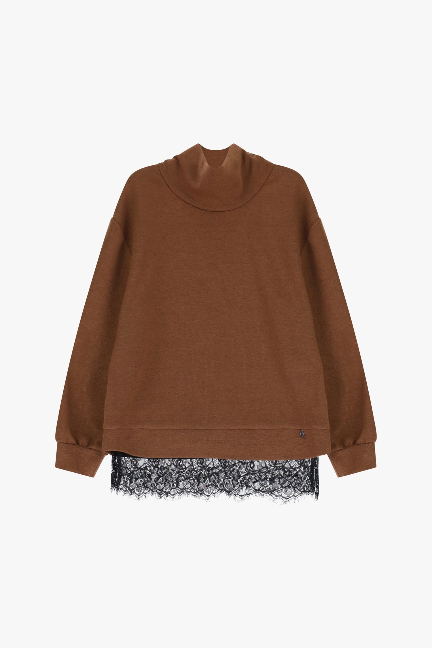 Dixie Wide Turtleneck Sweater With Lace Trim (Pull à col roulé large avec bordure en dentelle)