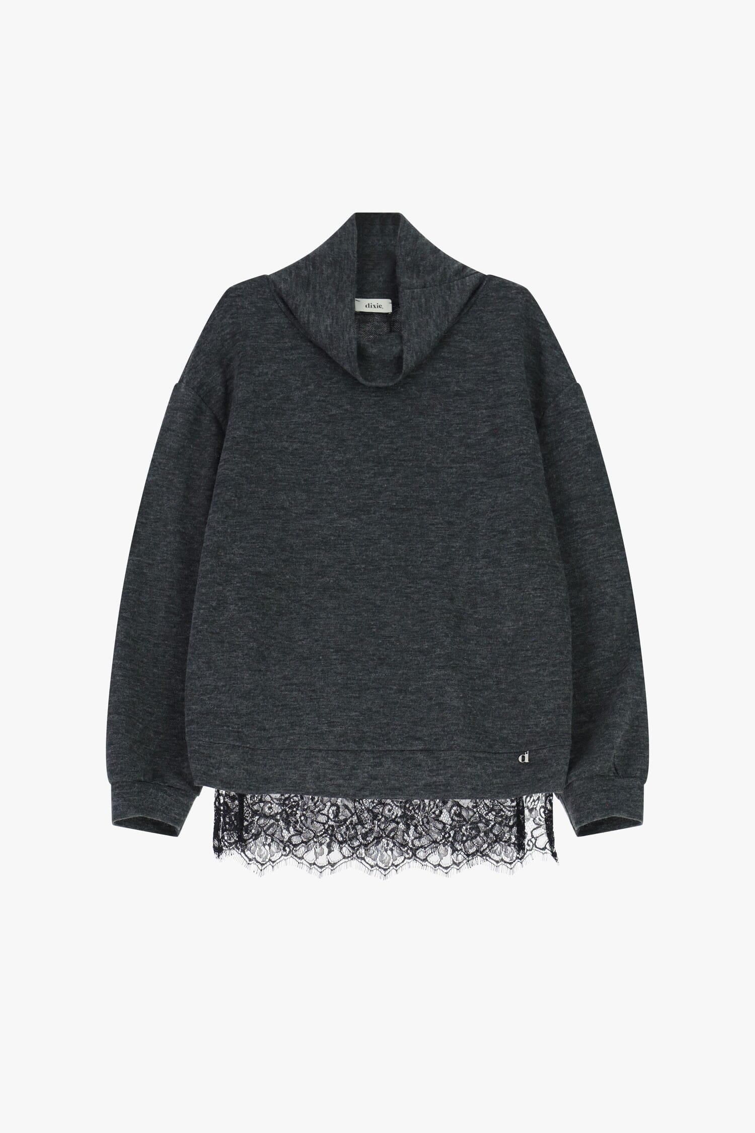 Dixie Wide Turtleneck Sweater With Lace Trim (Pull à col roulé large avec bordure en dentelle)
