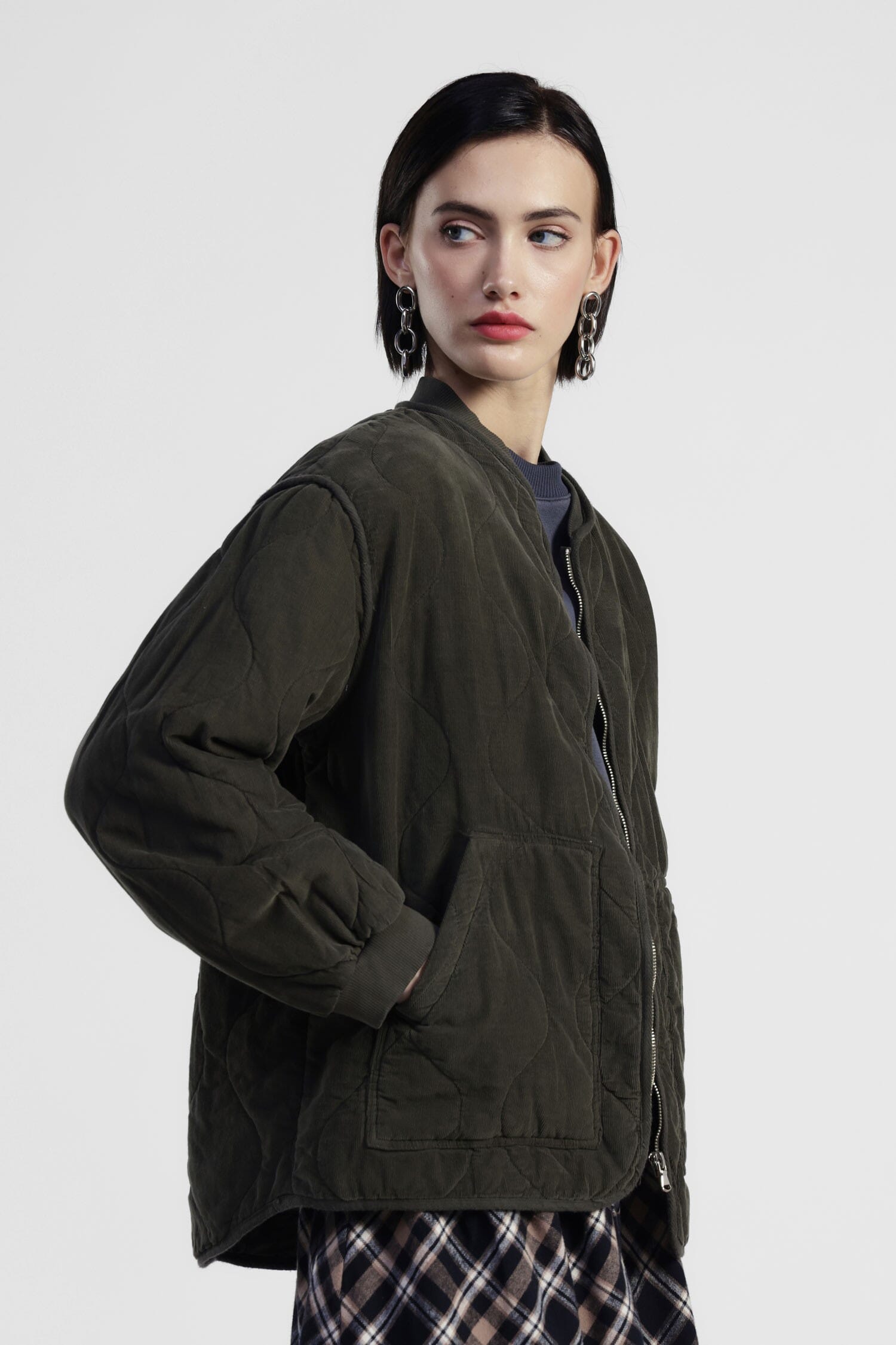 Giacca Trapuntata Con Zip E Tasche Applicate Dixie