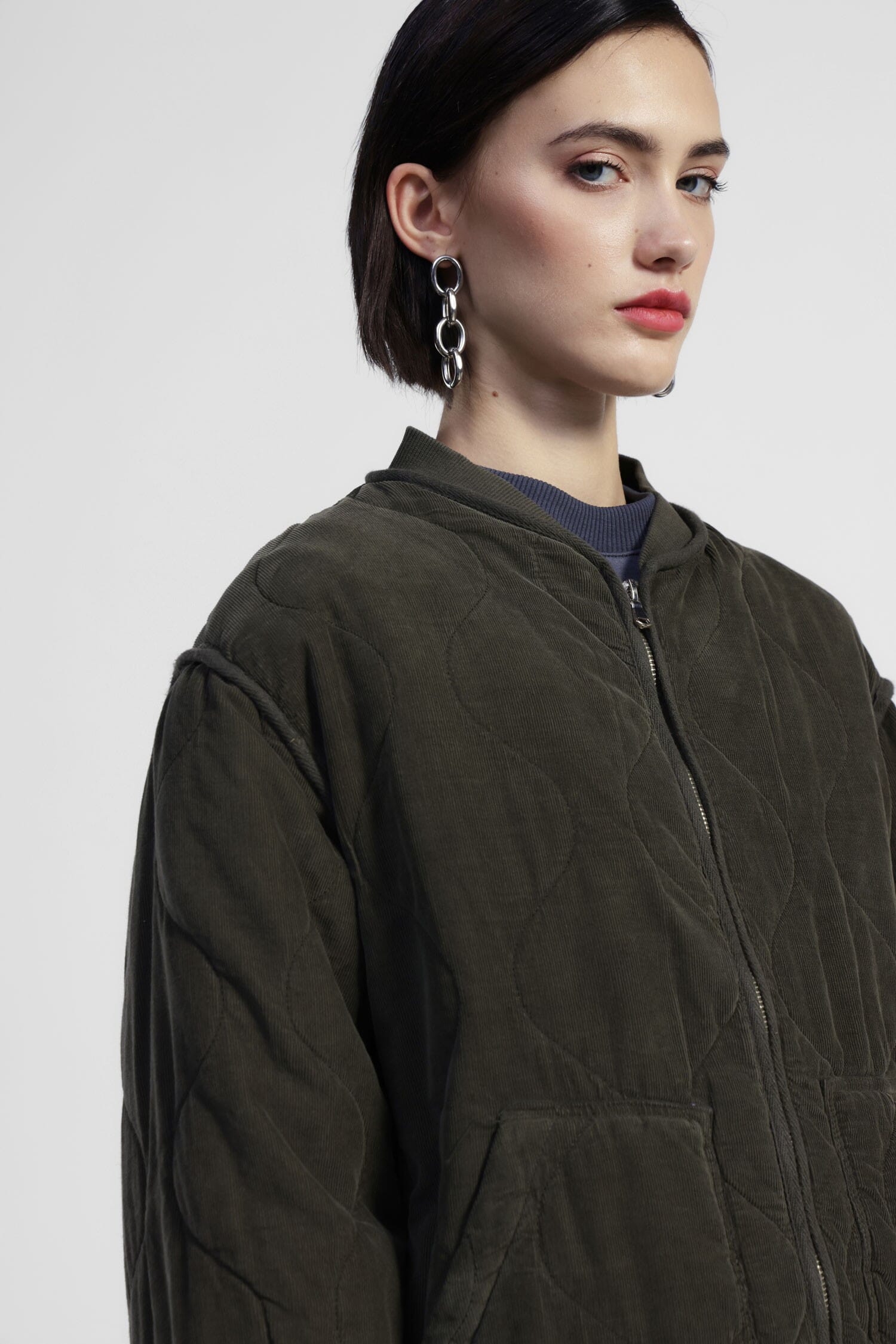 Giacca Trapuntata Con Zip E Tasche Applicate Dixie