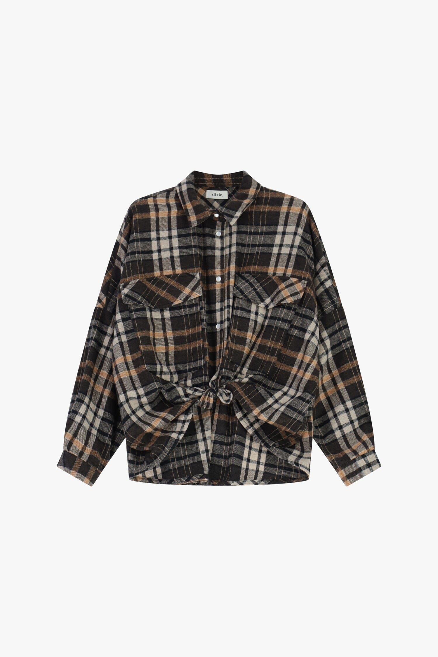 Front Knot Checkered Shirt With Dixie Pockets