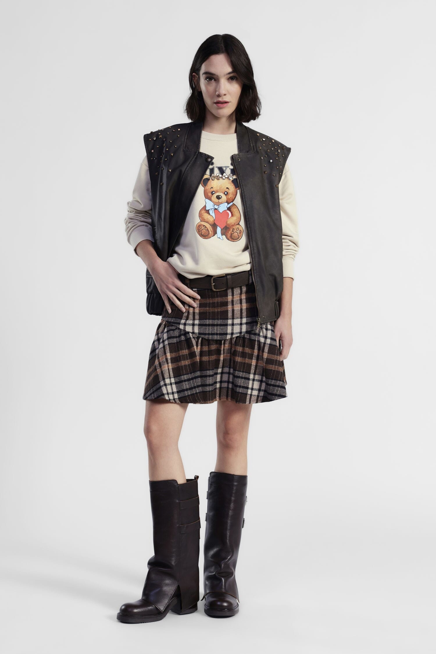 Gonna Corta A Quadri Con Cintura E Volant Dixie