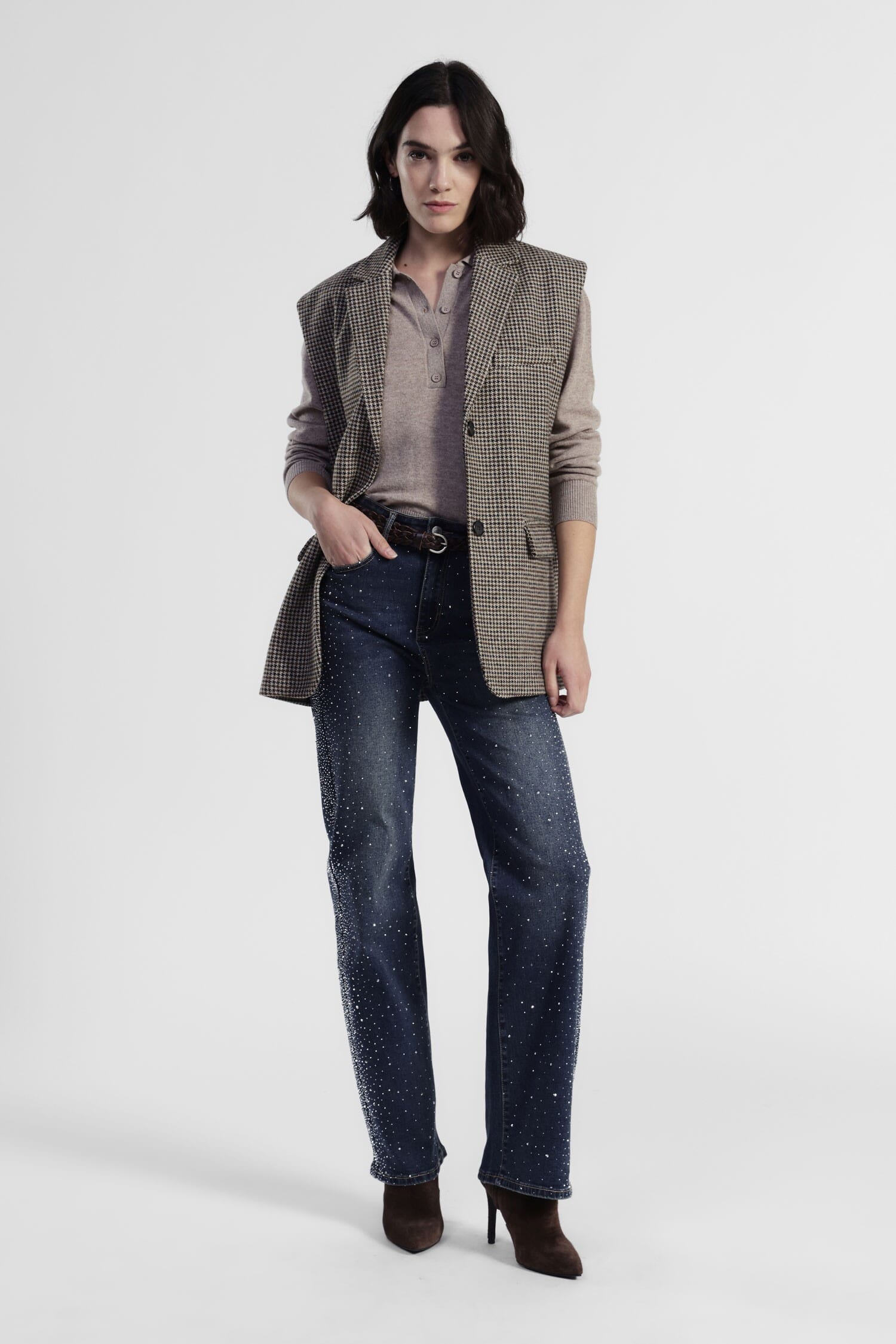 Jeans A Gamba Ampia Con Applicazioni Decorative Dixie