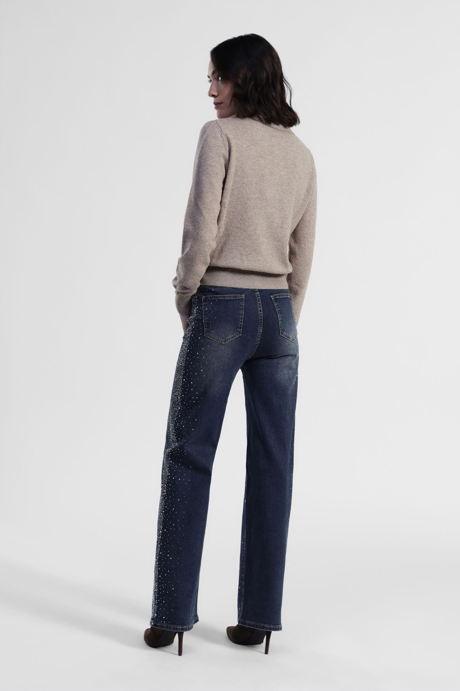 Jeans A Gamba Ampia Con Applicazioni Decorative Dixie