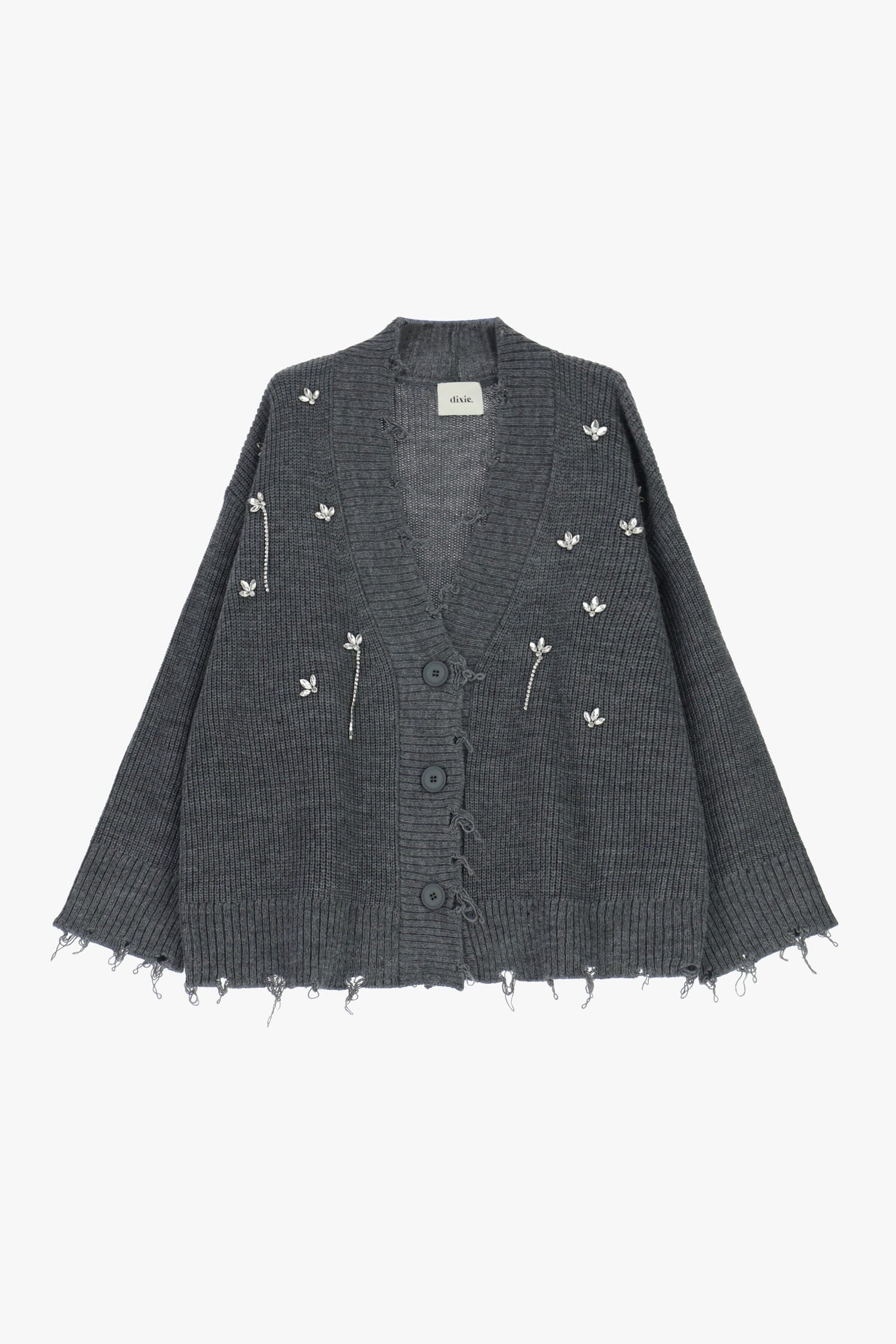 Cardigan Ampio Con Ricami Floreali E Bottoni Dixie