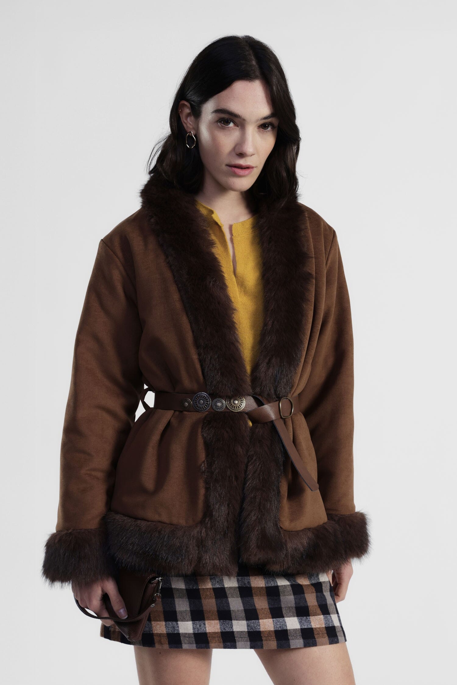 Eco-Fur Con Cintura E Profili A Contrasto Dixie