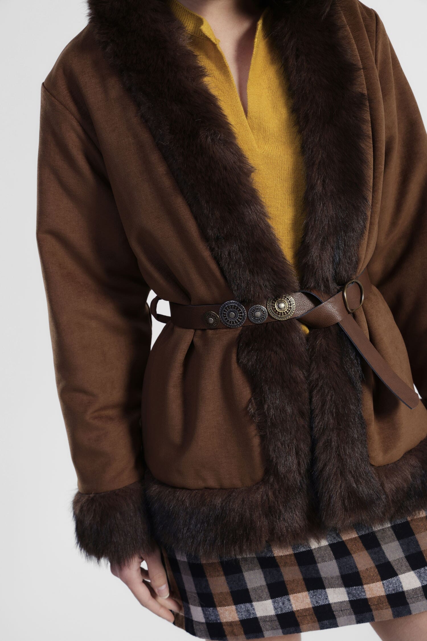 Eco-Fur Con Cintura E Profili A Contrasto Dixie