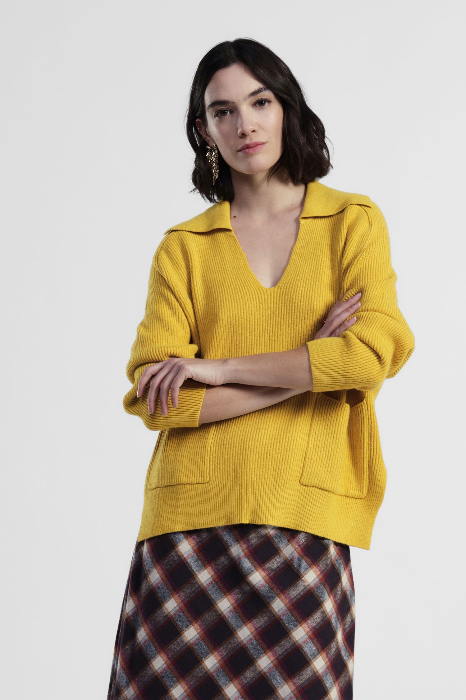 Maglione Con Tasche E Colletto Ampio Dixie